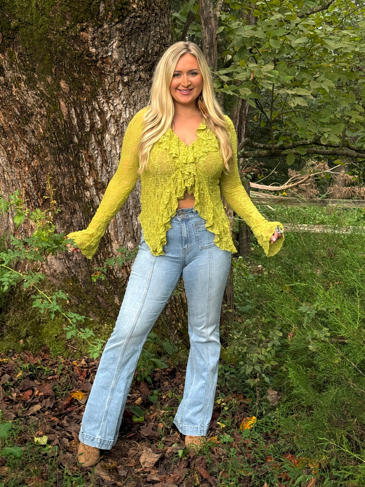 Sunlit Sage Lace Top