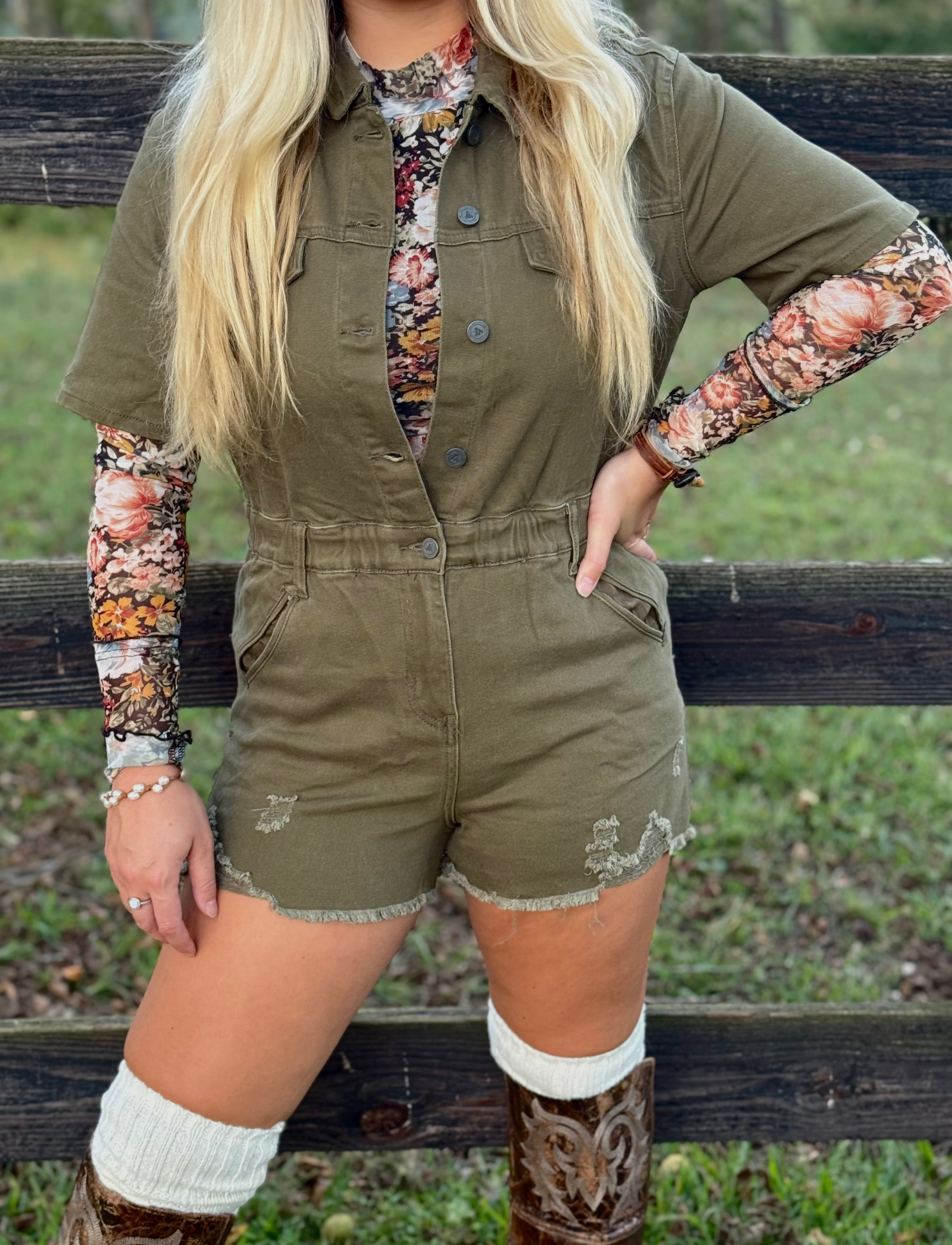 Combat Ready Army Green Romper