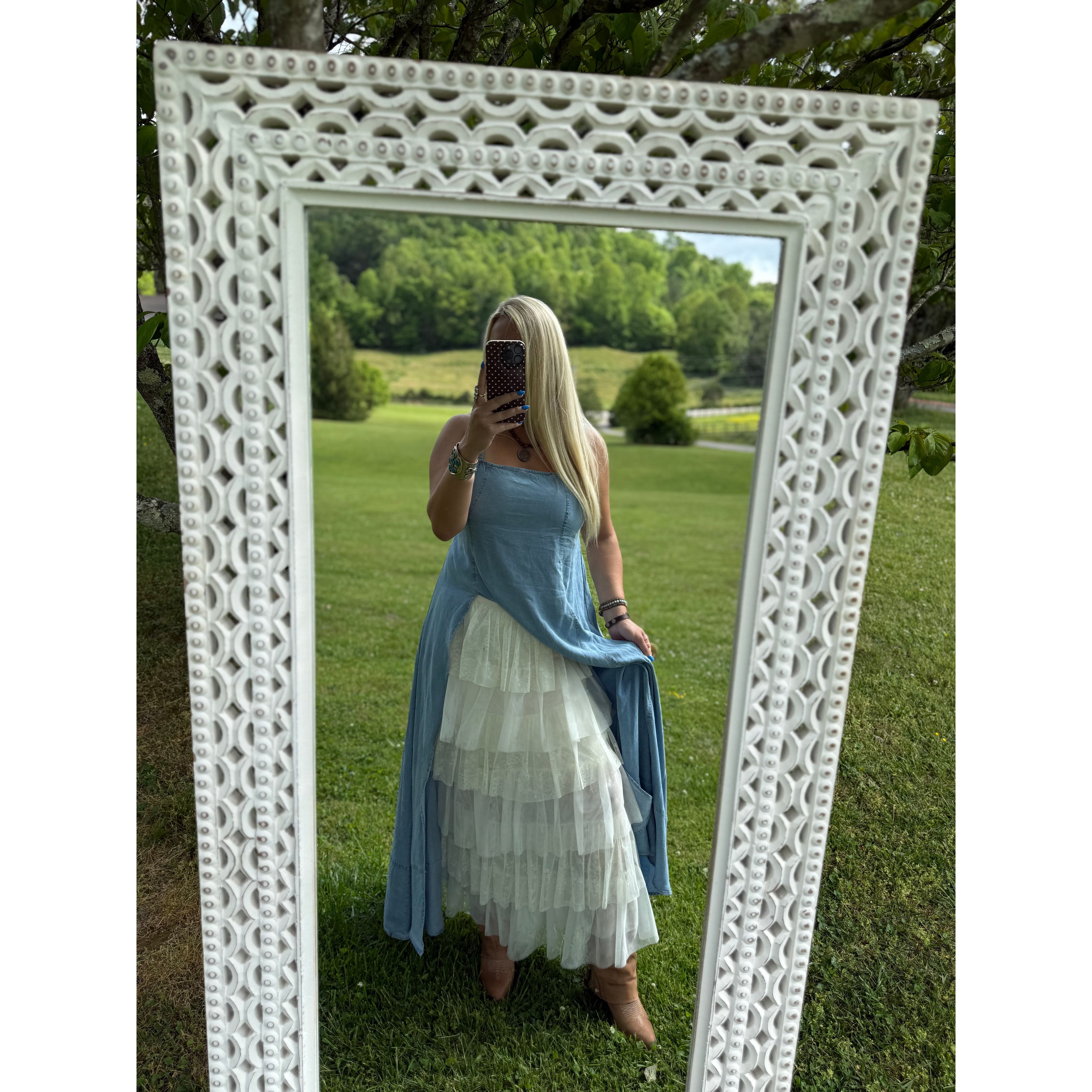 White Lace Ruffled Tiered Maxi Skirt
