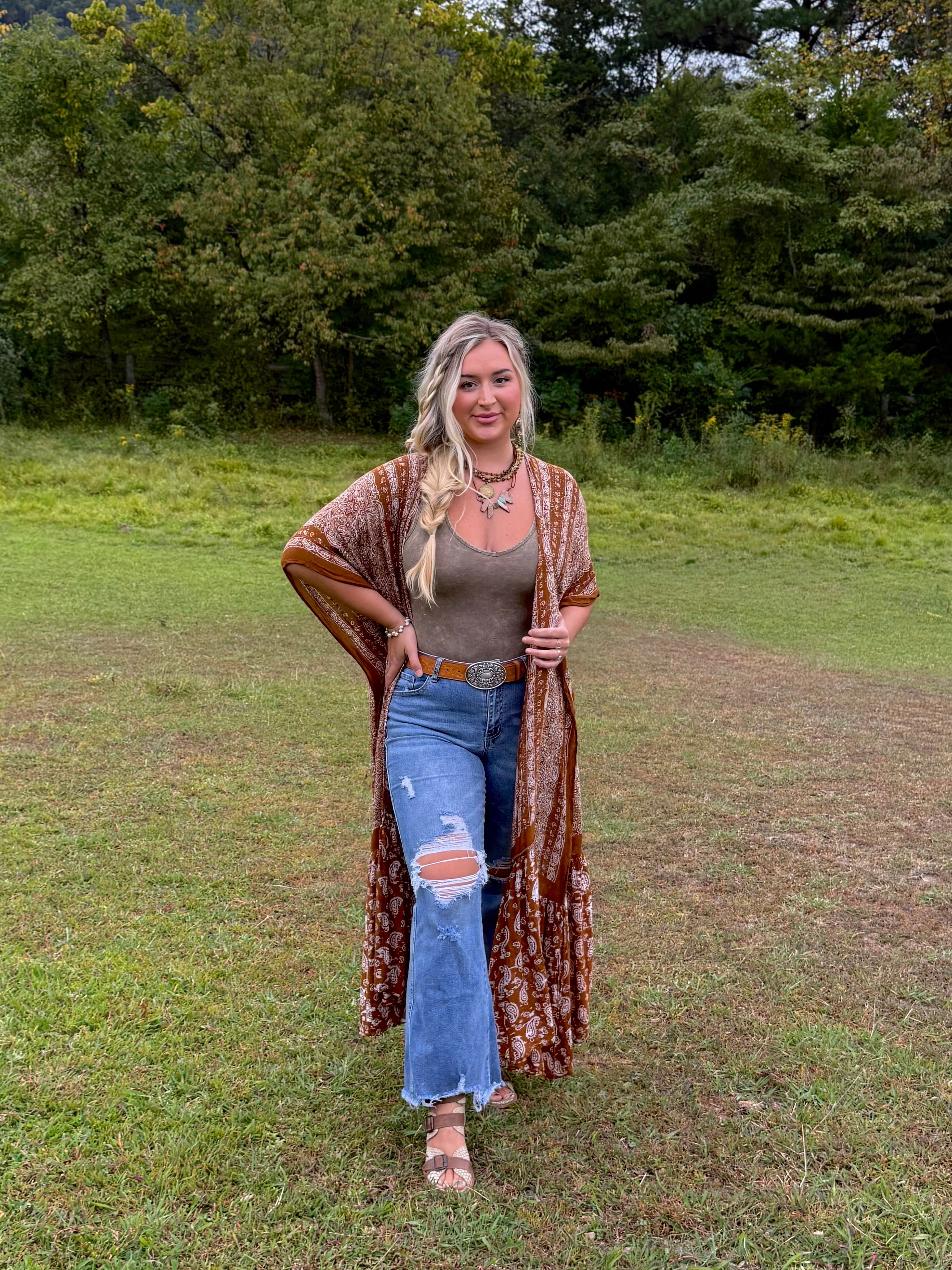 Rustic Spirit Brown Paisley Duster