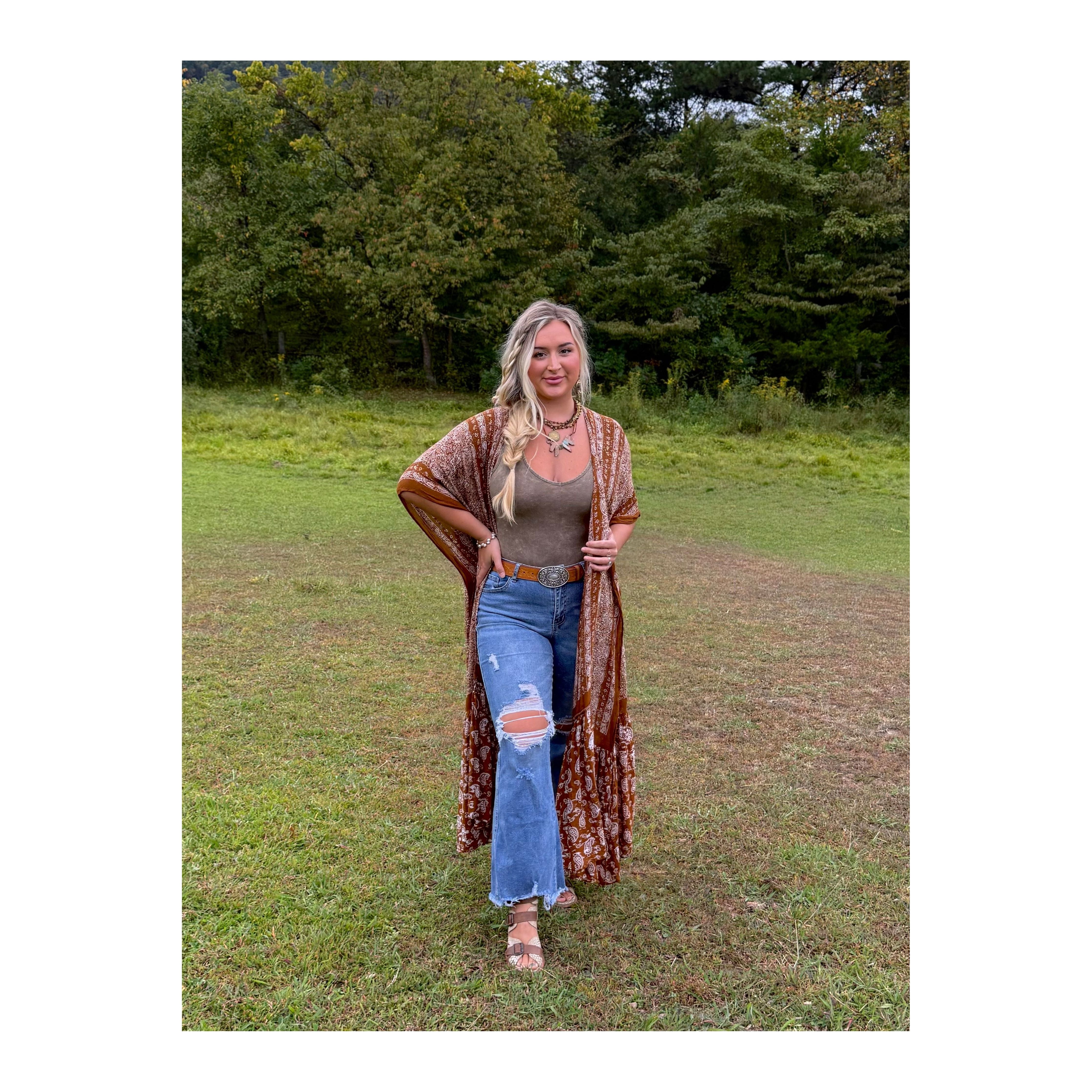 Rustic Spirit Brown Paisley Duster
