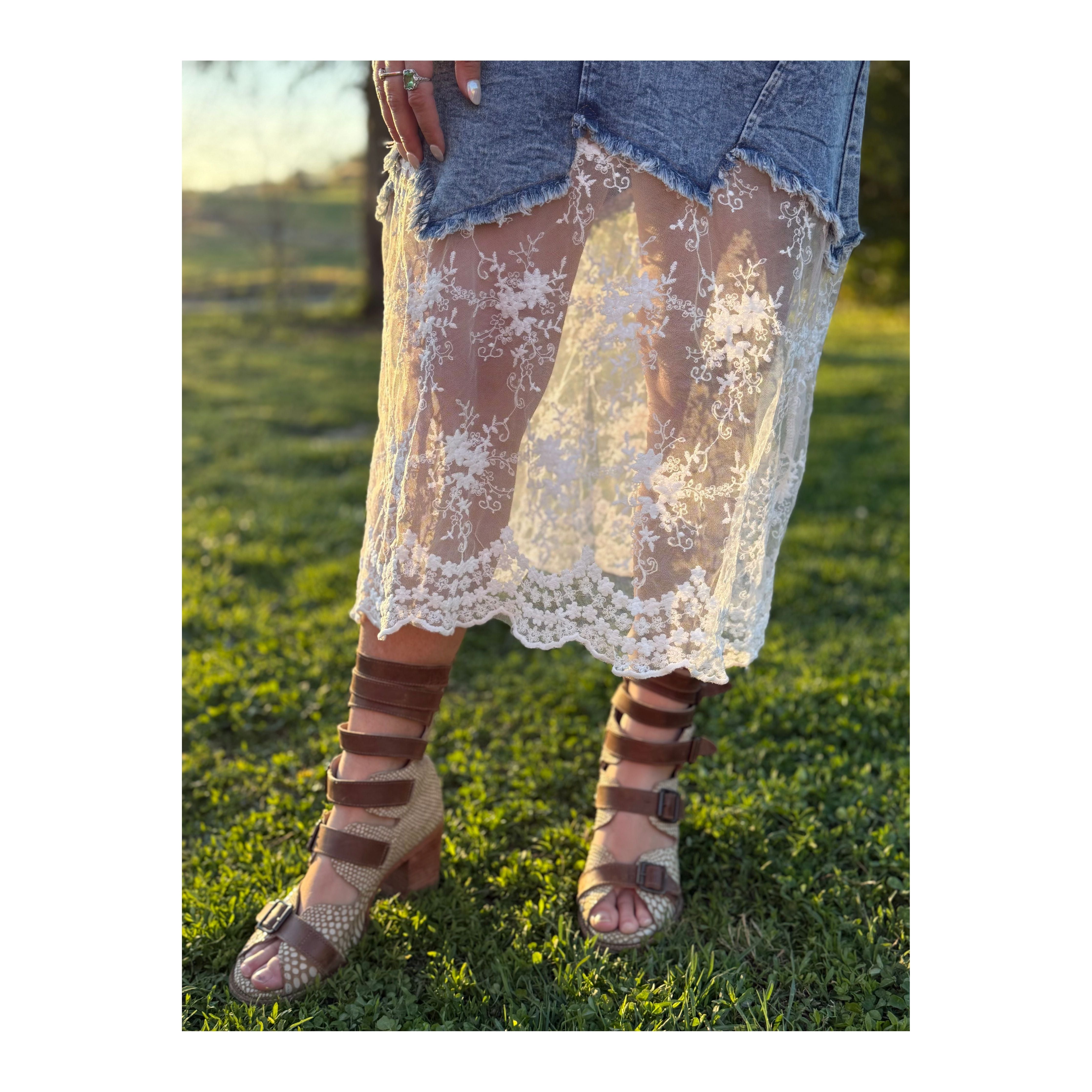 Denim Lace Skirt