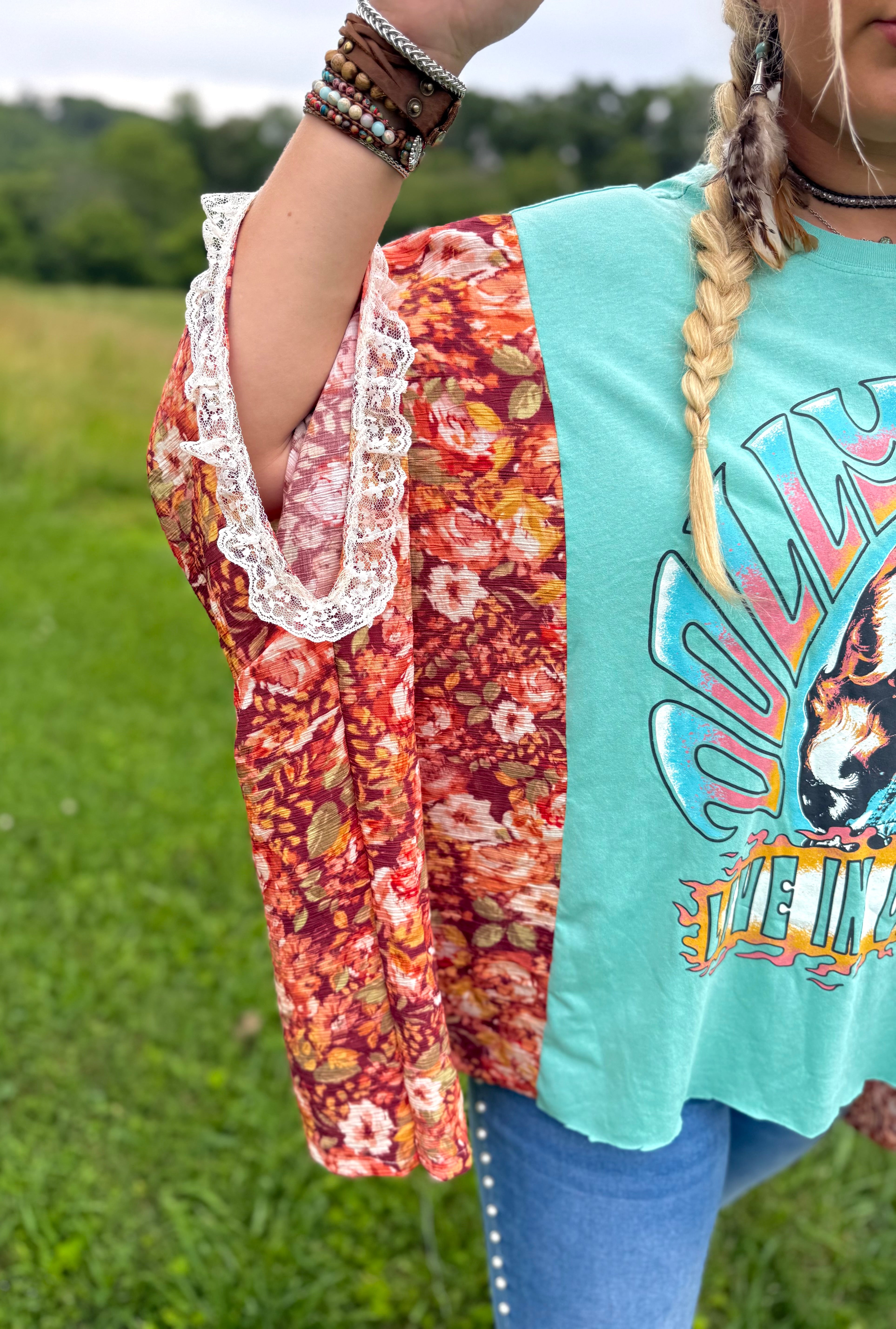 Dolly Upcycled Tee (lace trim)