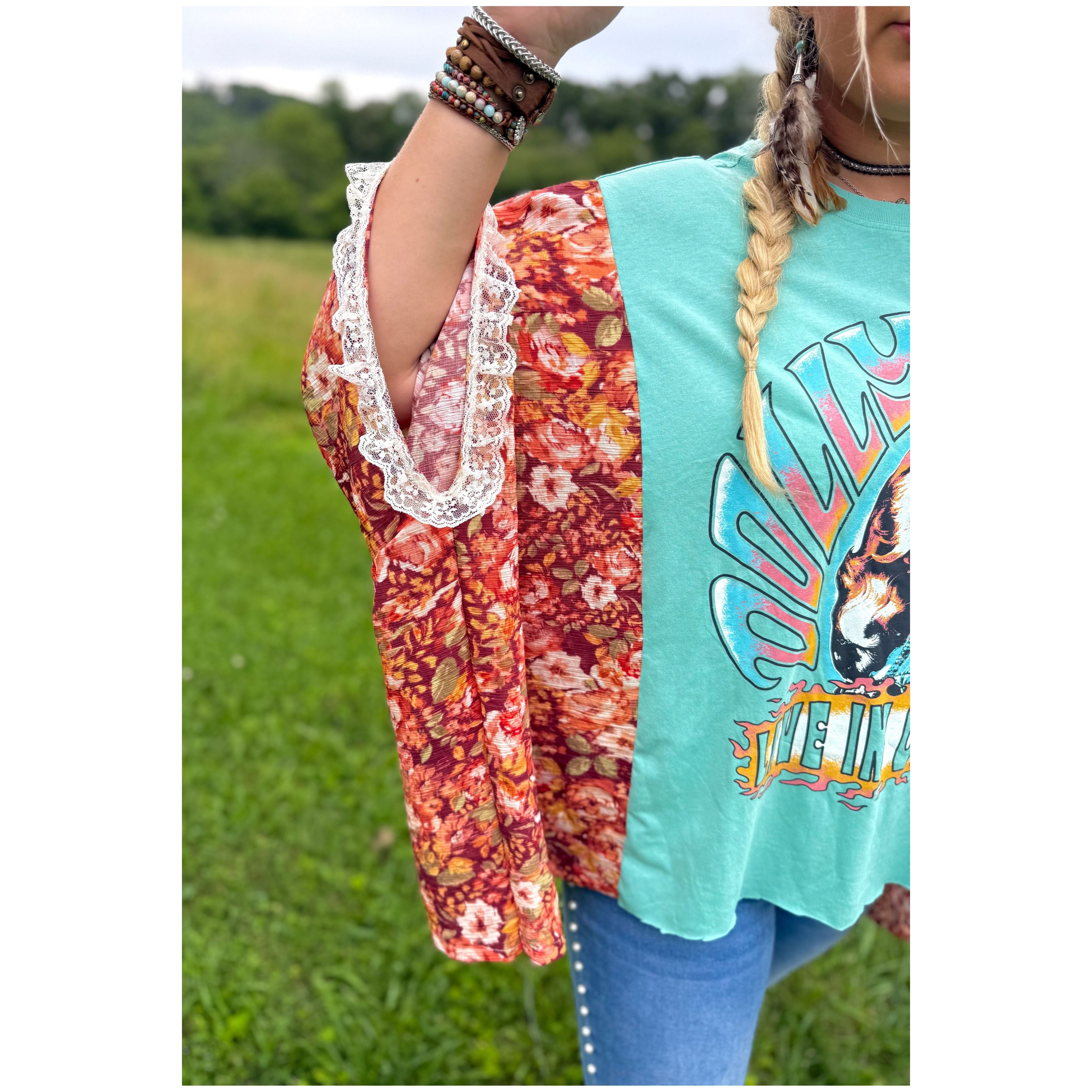 Dolly Upcycled Tee (lace trim)