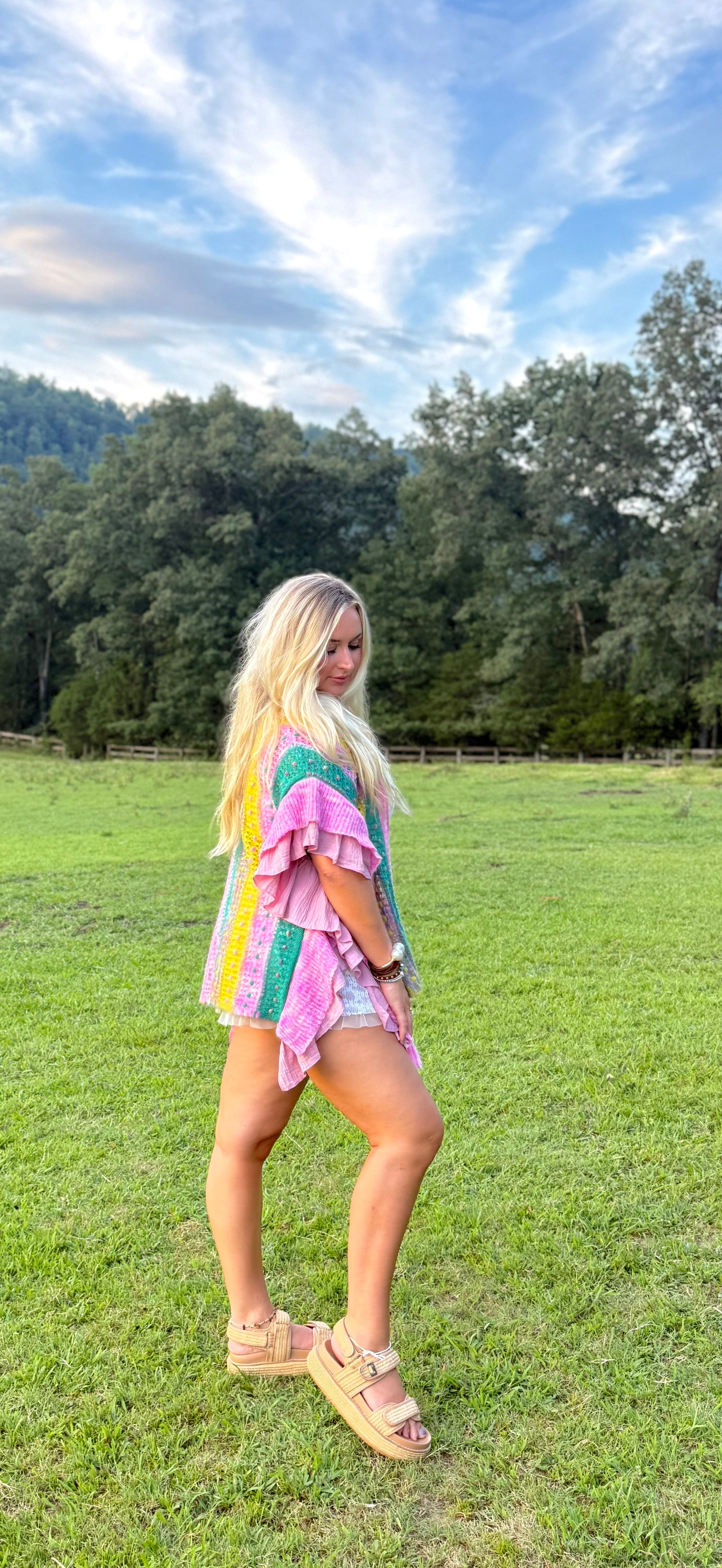 POL: Summer Lovin Pink Ruffled Cardigan