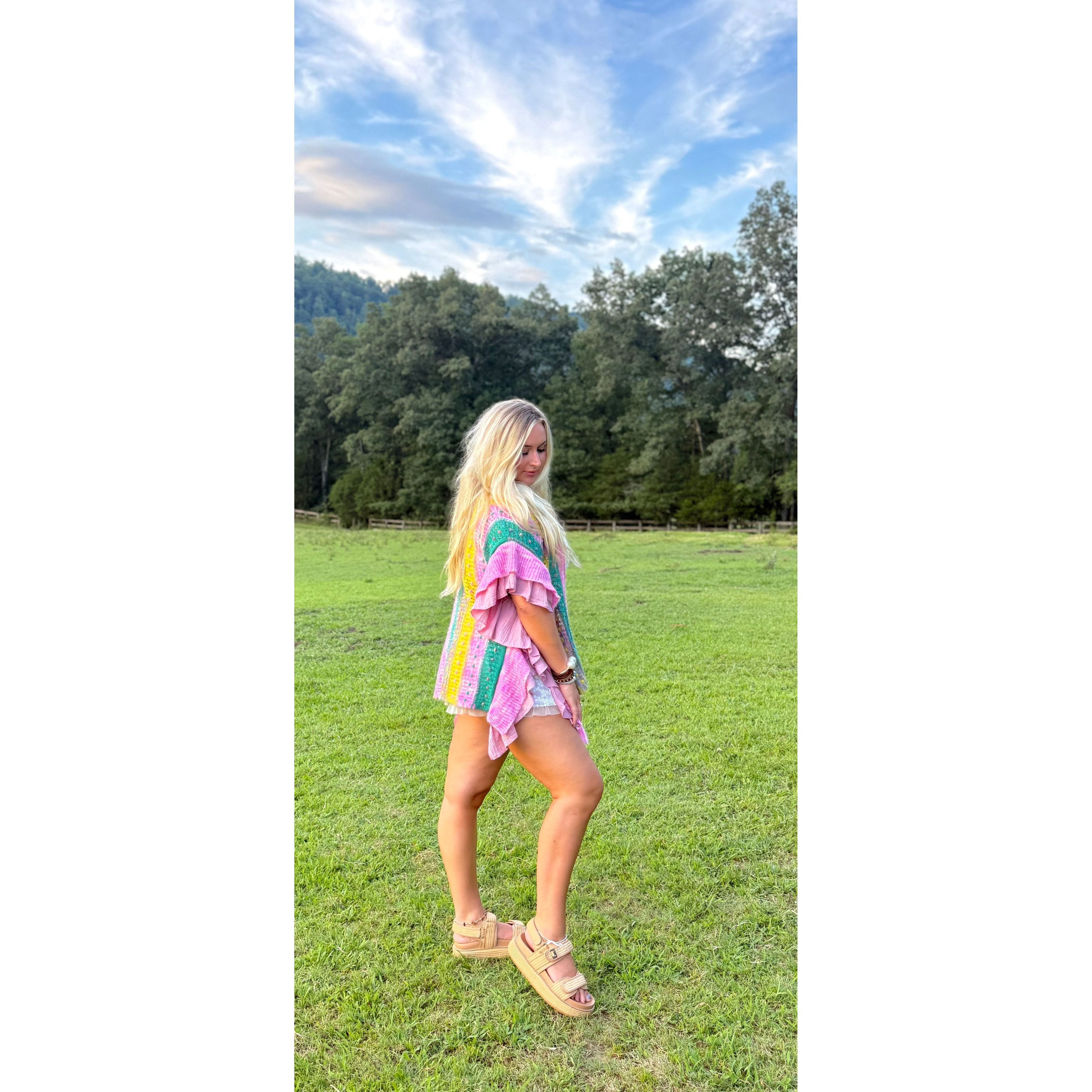 POL: Summer Lovin Pink Ruffled Cardigan