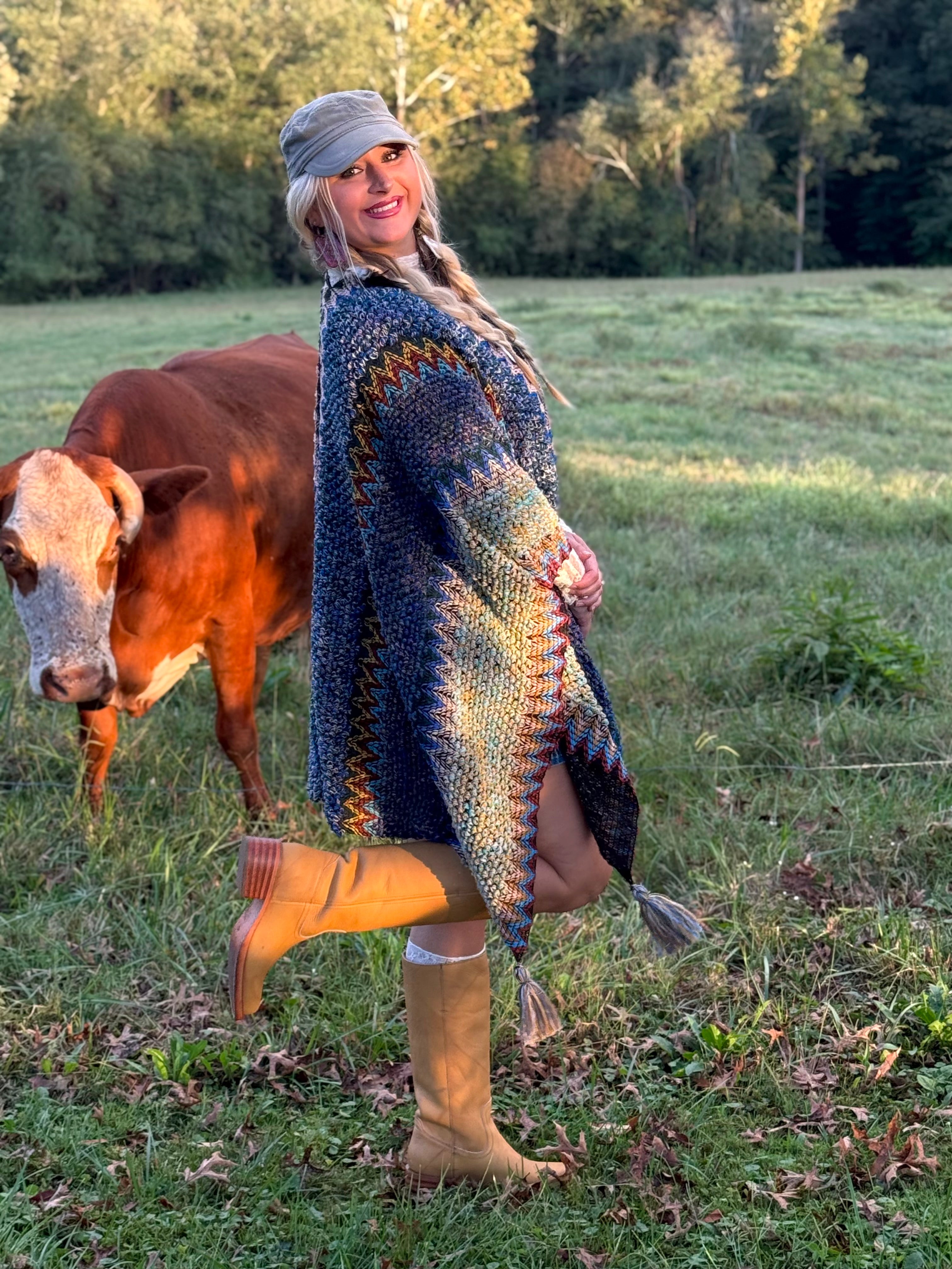 Boheme Soul Crochet Kimono in Blue