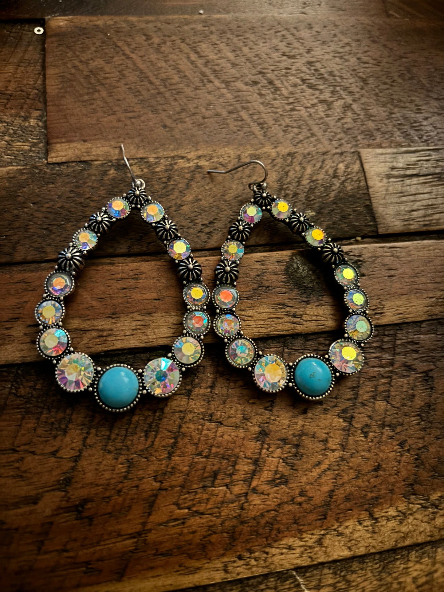 Turquoise Bling Hoops