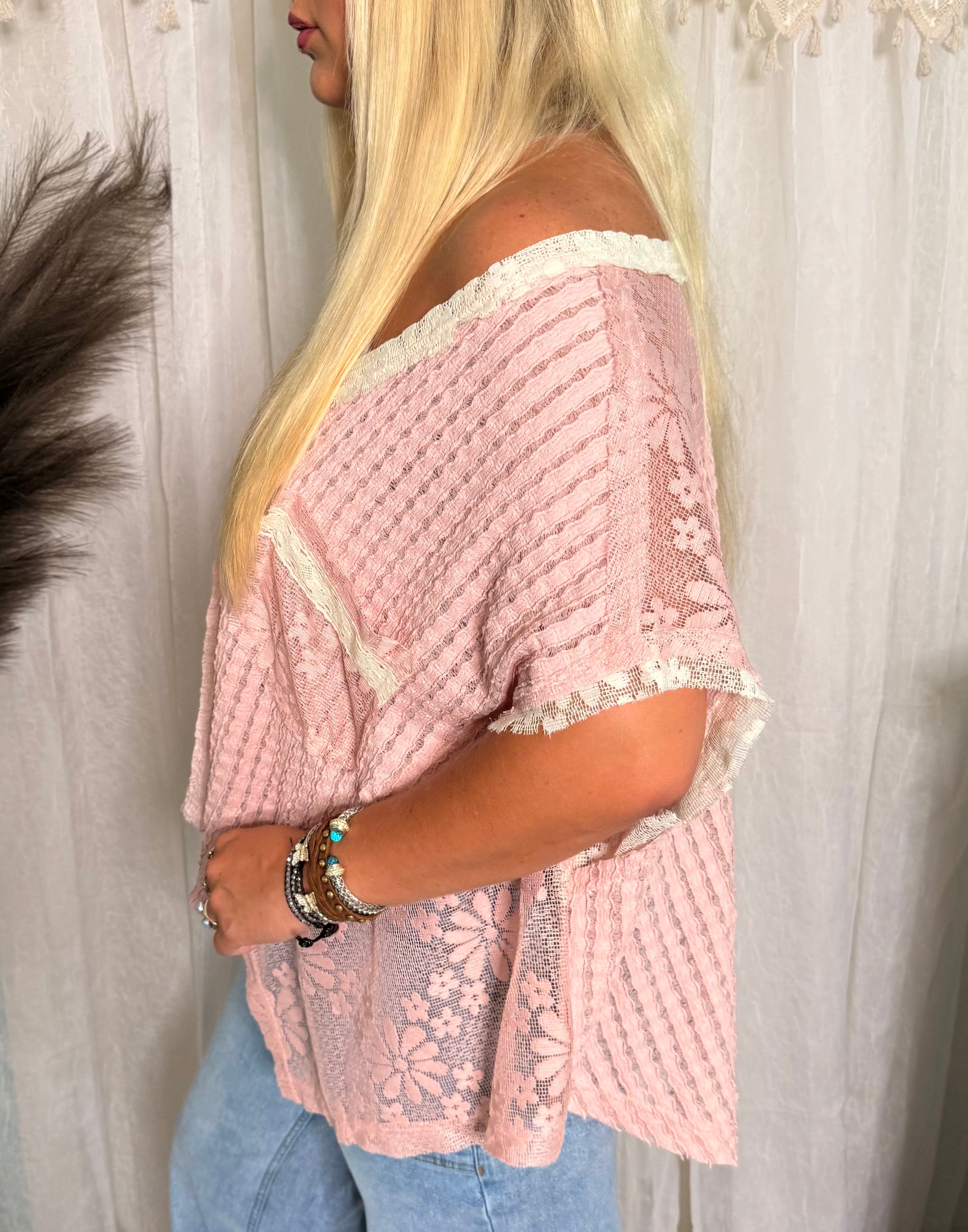 POL: All For Boho Pink Lace Top