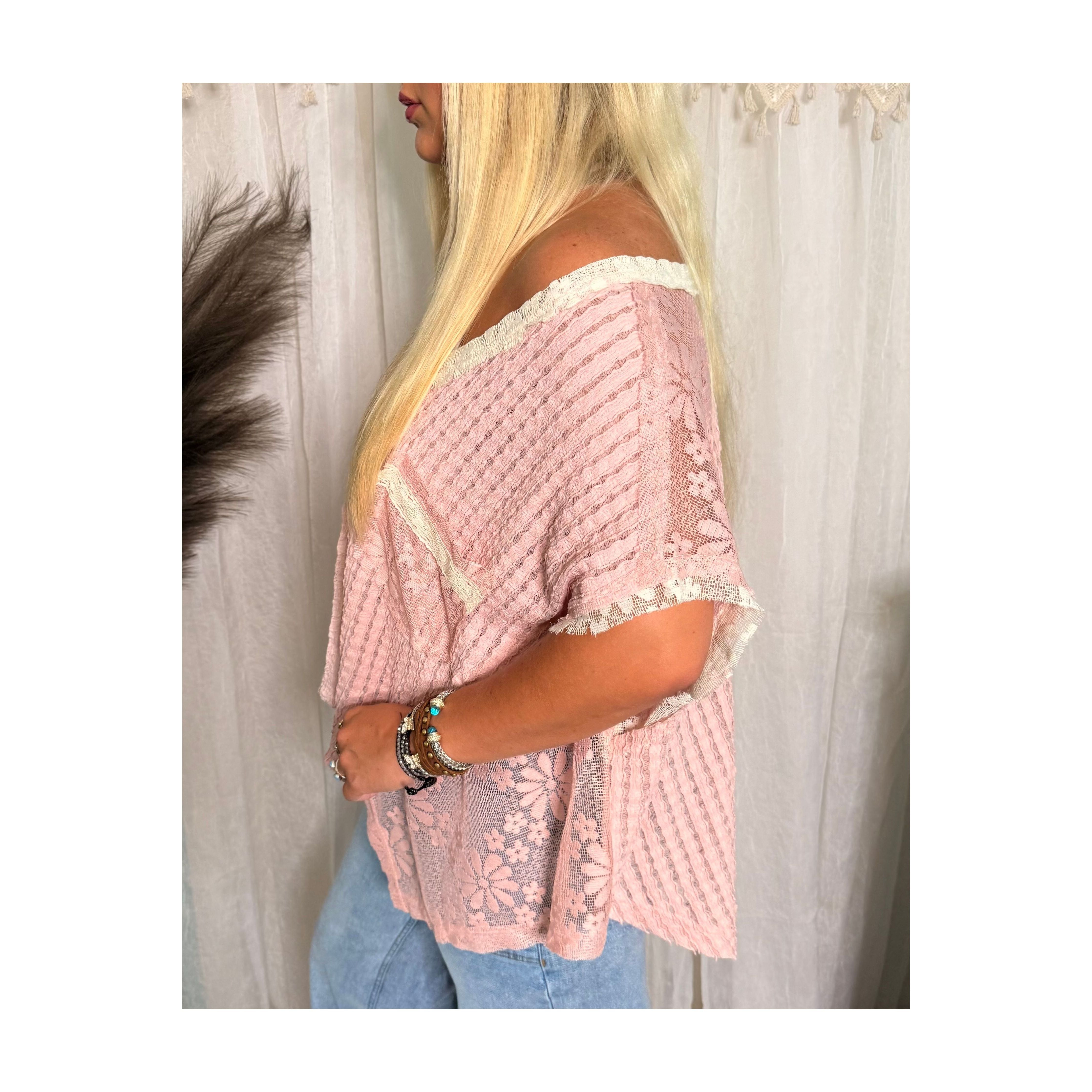 POL: All For Boho Pink Lace Top