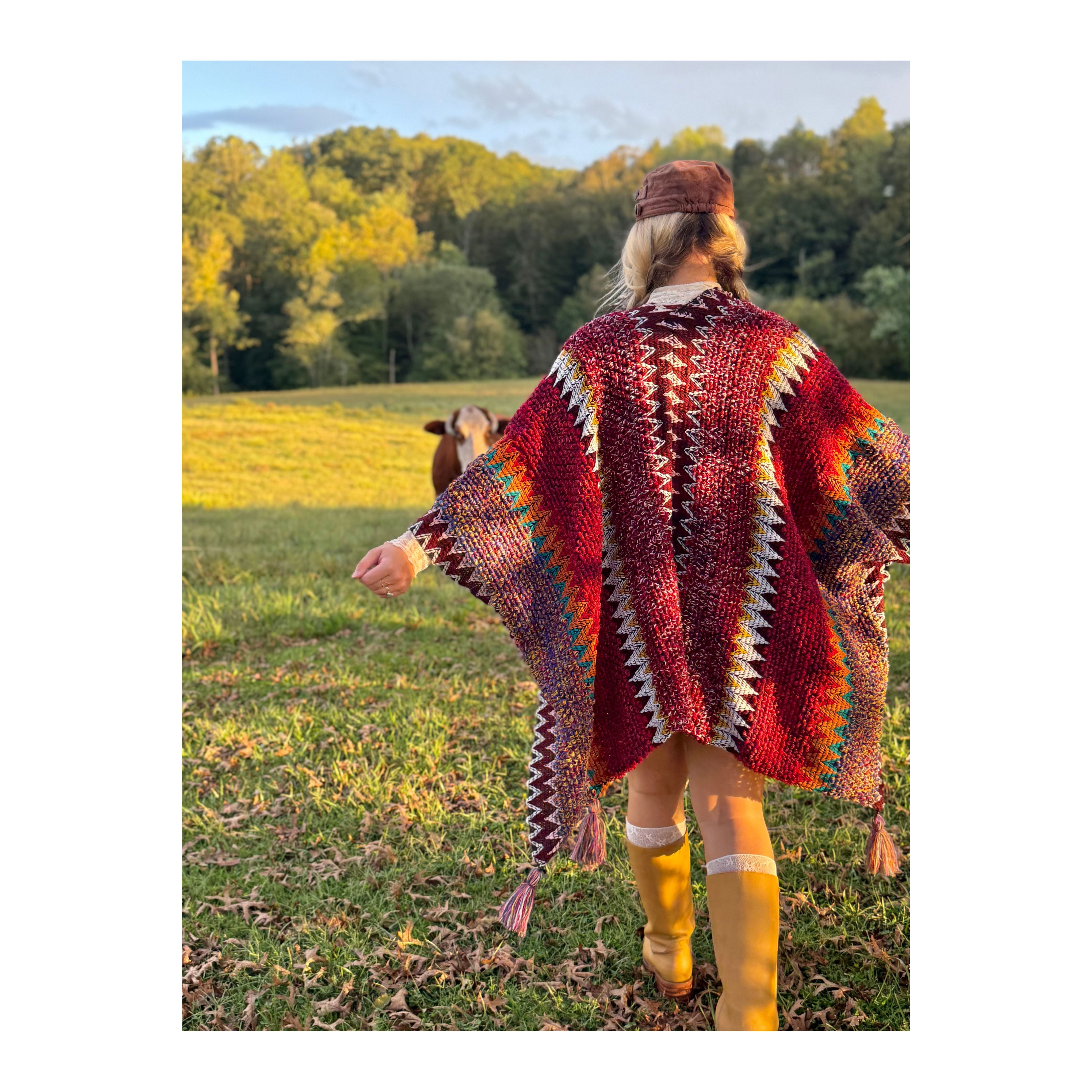 Boheme Soul Crochet Kimono in Red