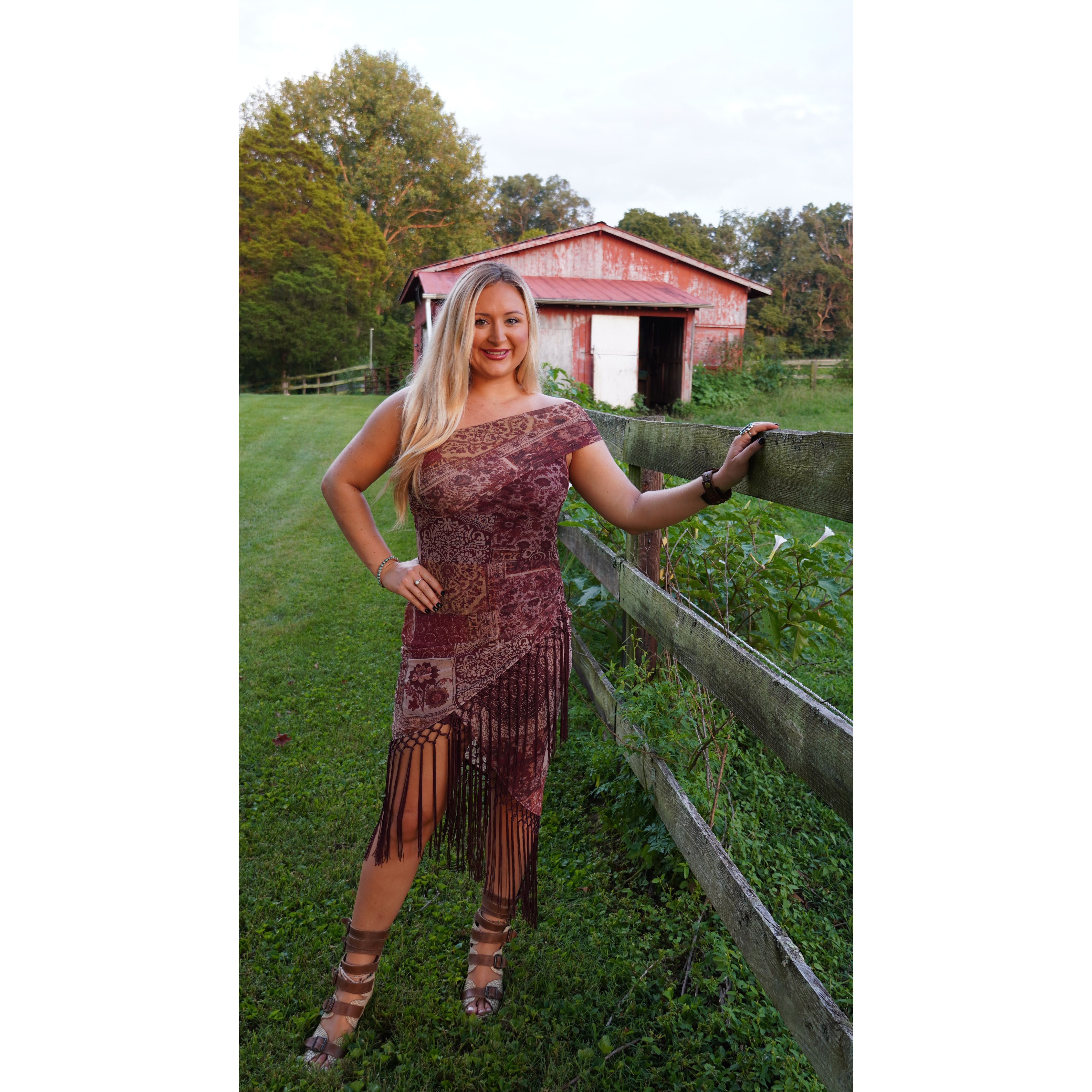 Bohemian Patchwork Fringe Dress