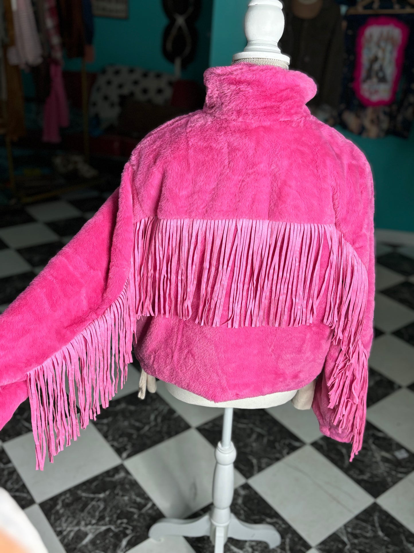 Pink Soft Fringe Jacket