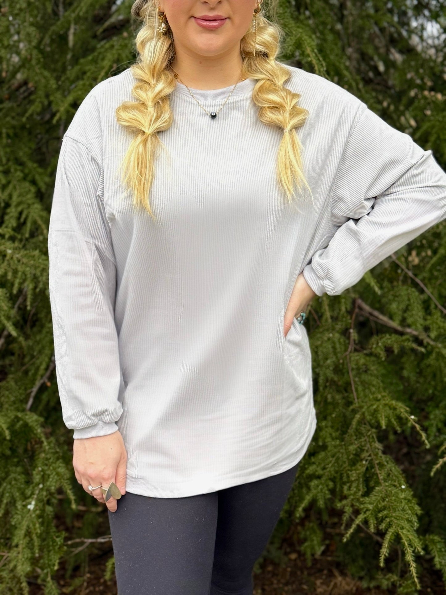 Ribbed Gray Pullover