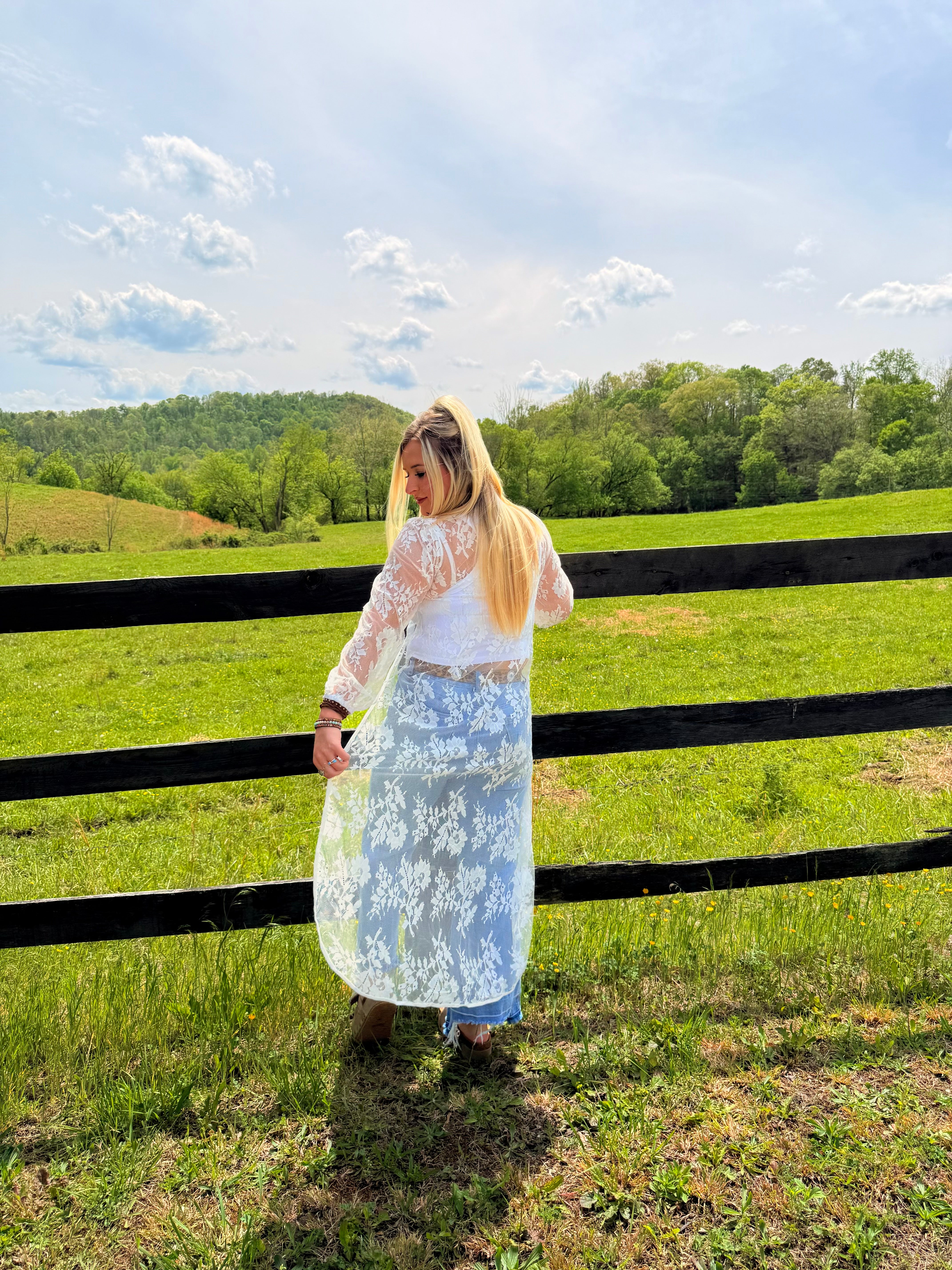 Rhiannon High Low Lace Sheer Top