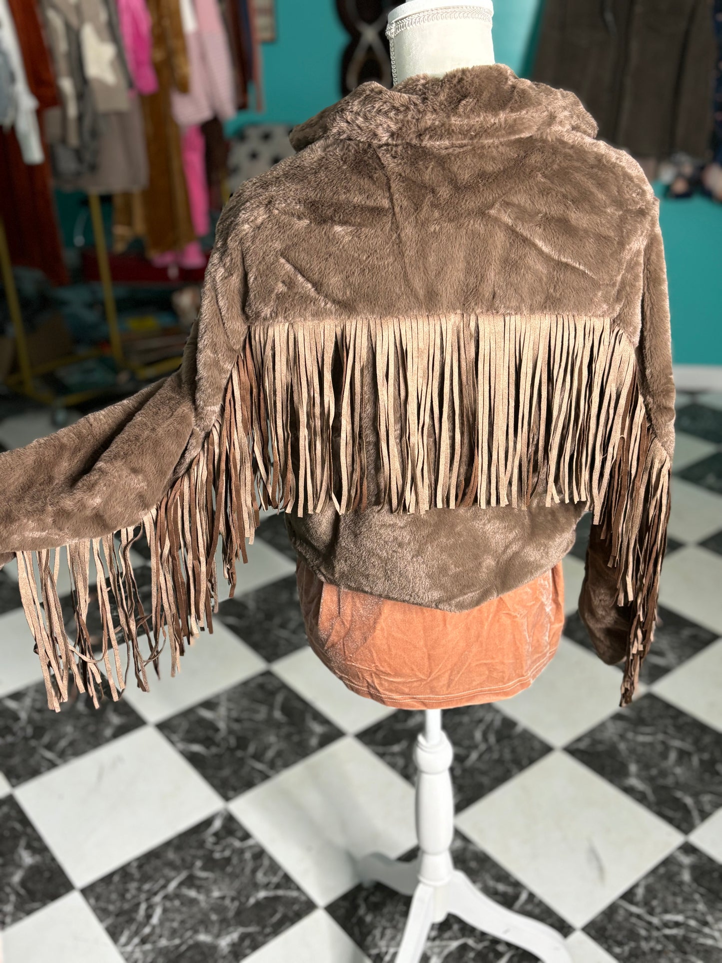 Brown soft fringe Jacket