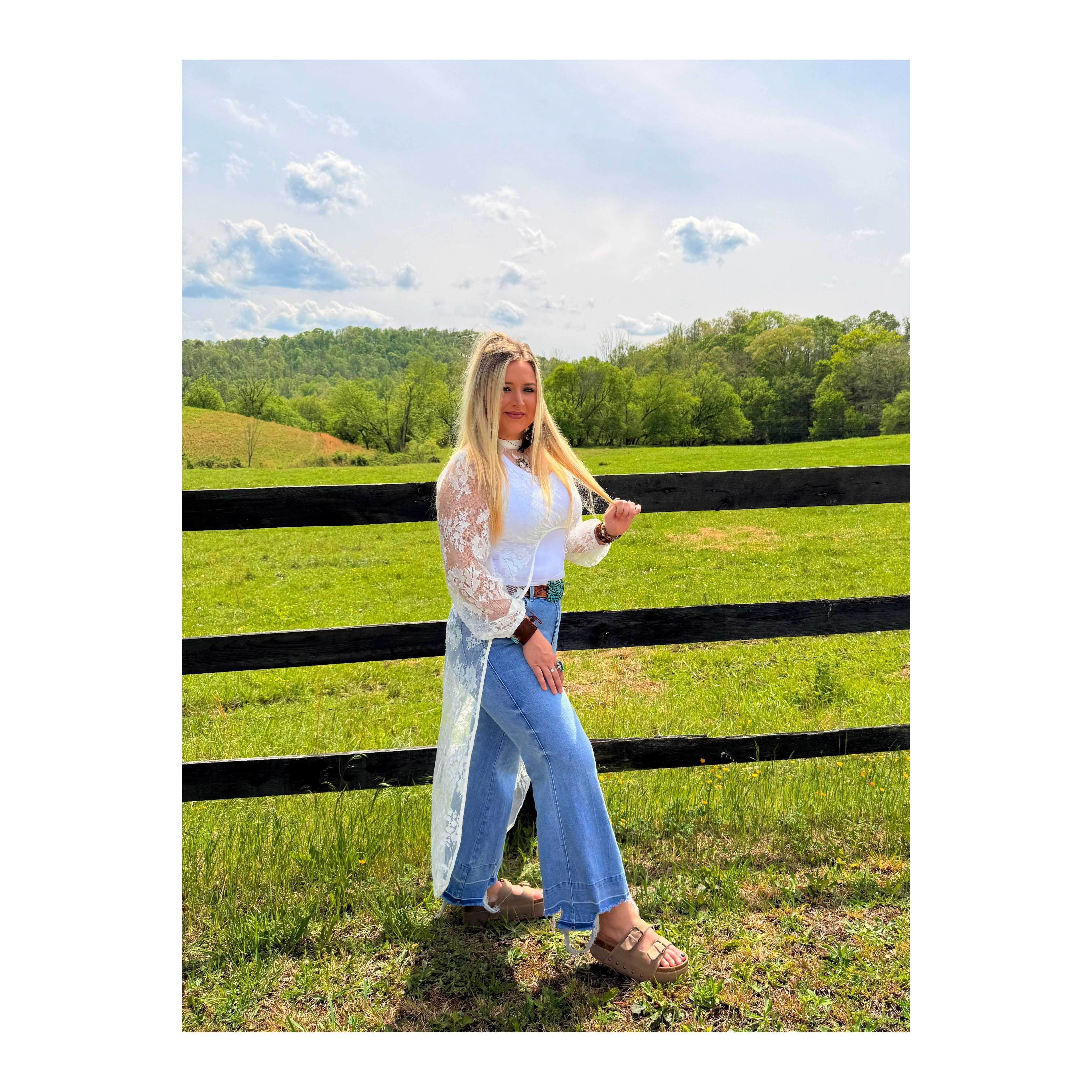 Rhiannon High Low Lace Sheer Top