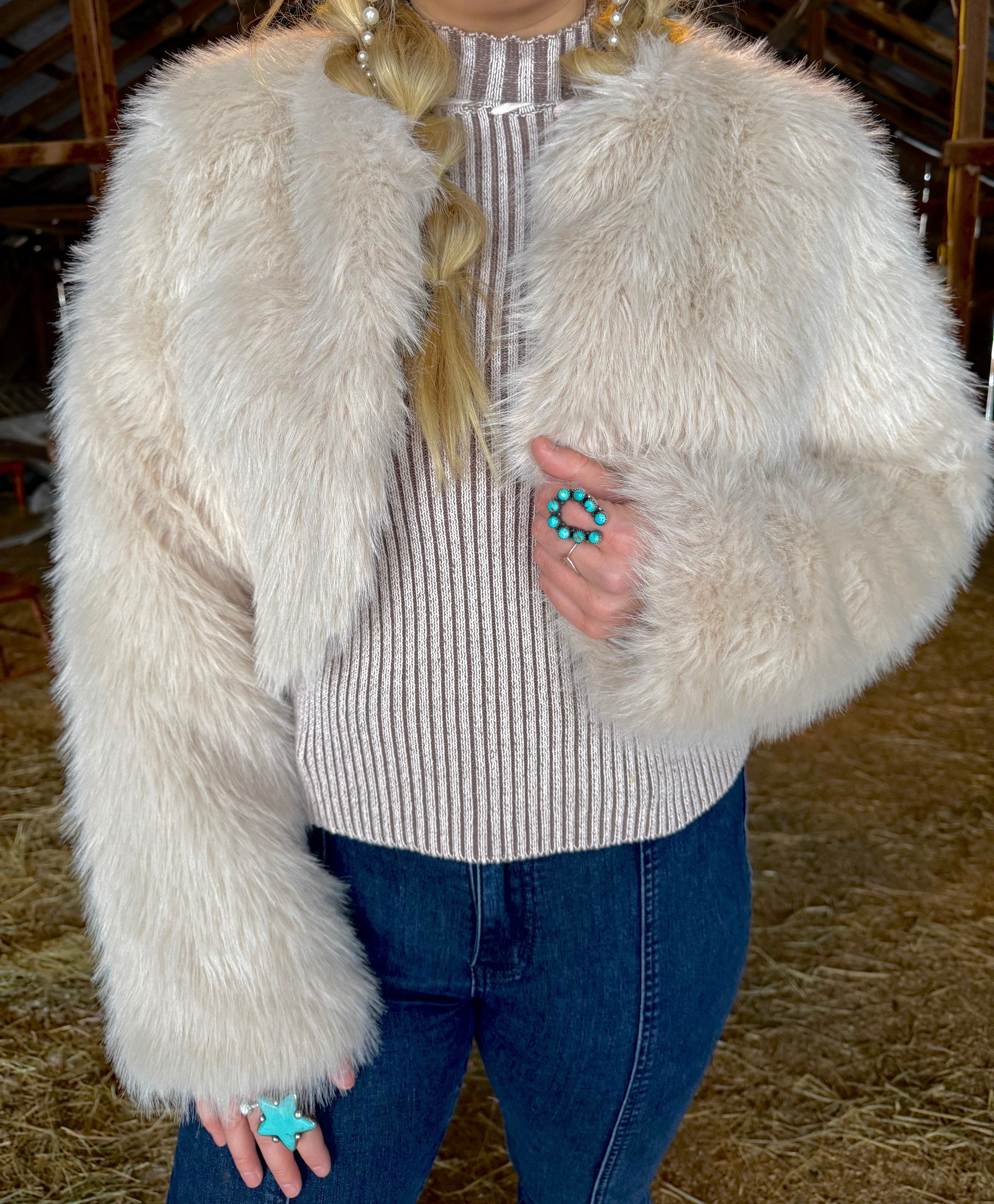 Aspen Cream Faux Fur Coat