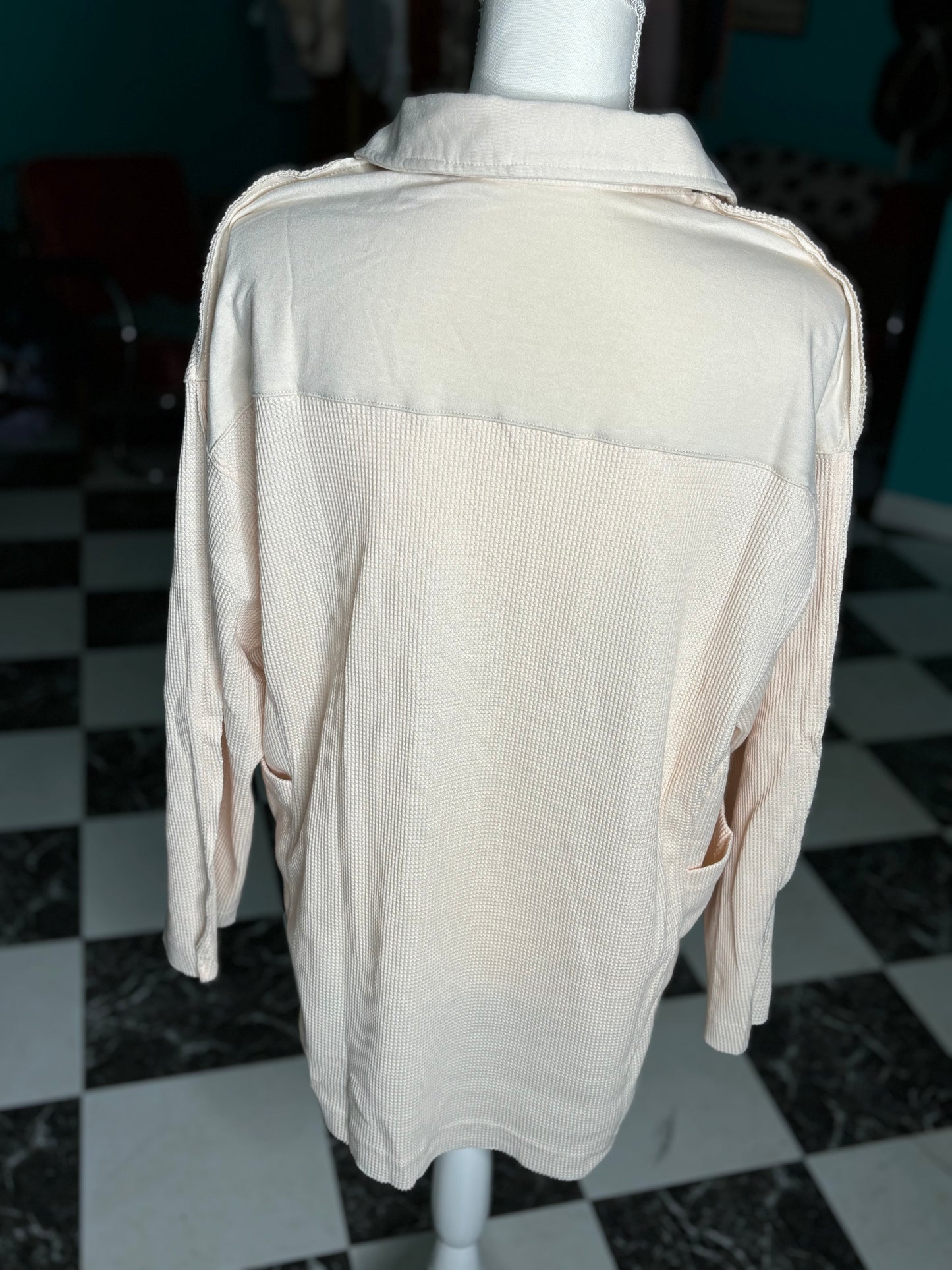 Cream Ribbed Pullover