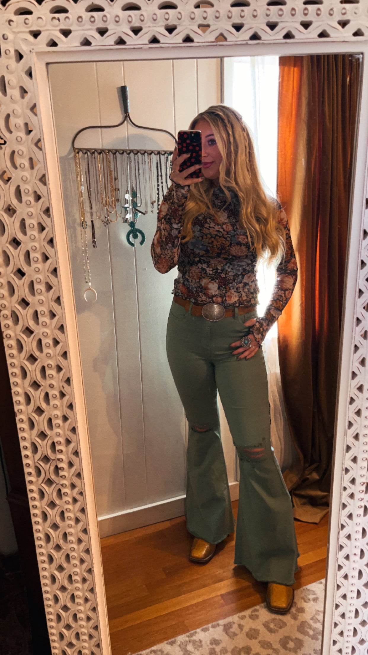 The Flirty Floral Mesh Long Sleeve Top