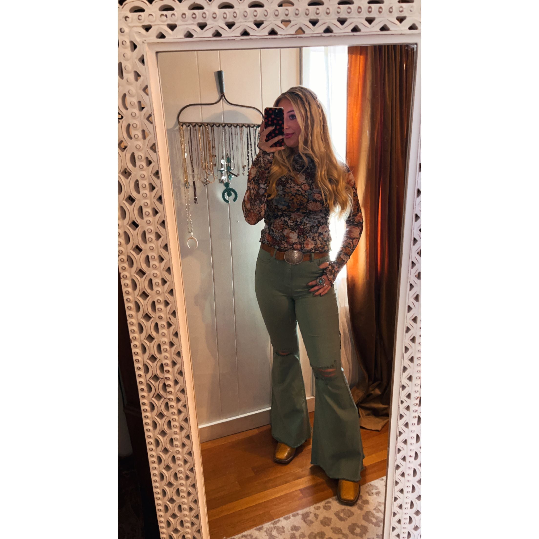 The Flirty Floral Mesh Long Sleeve Top