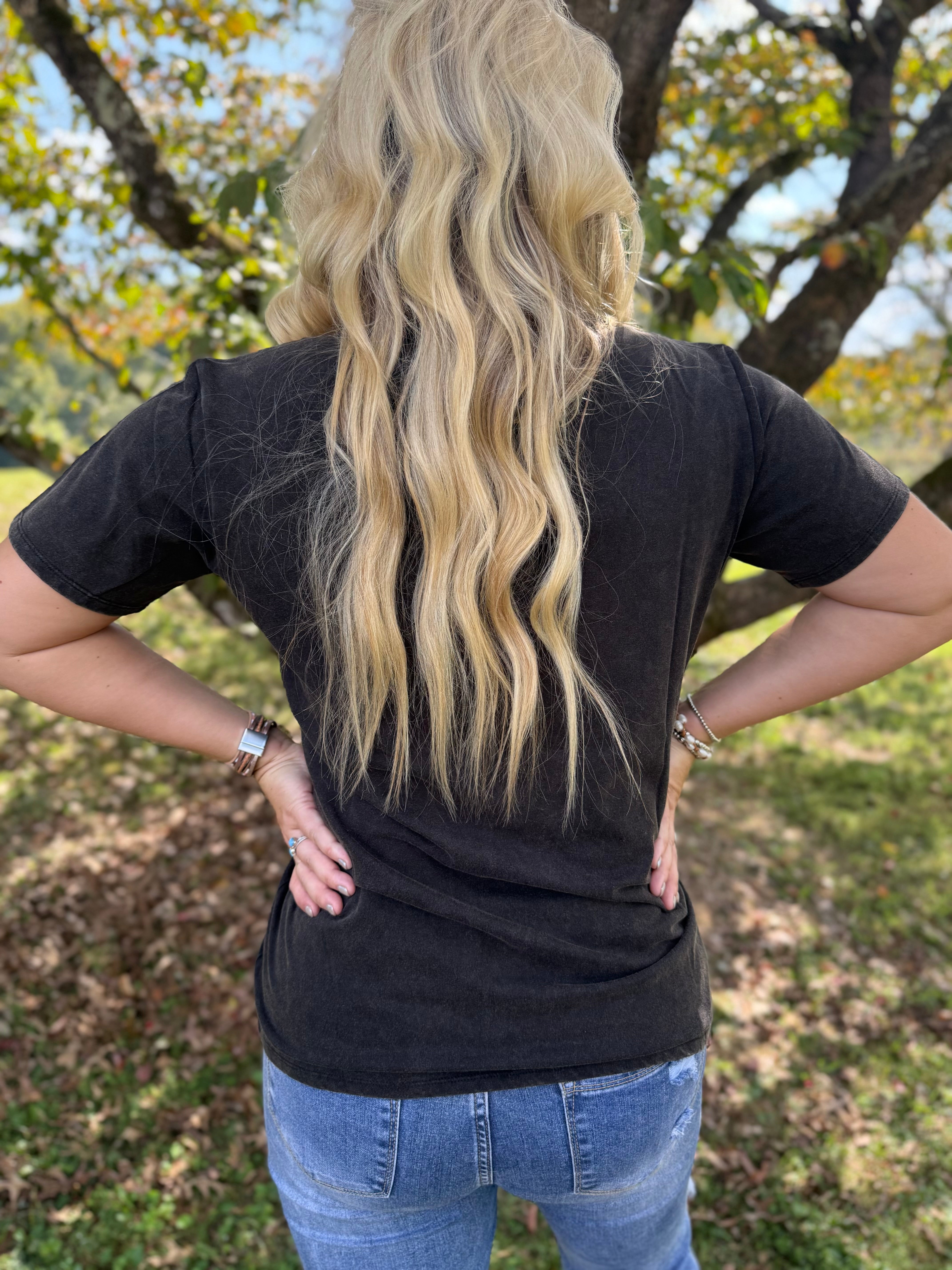 Zenana Ash Black Tee