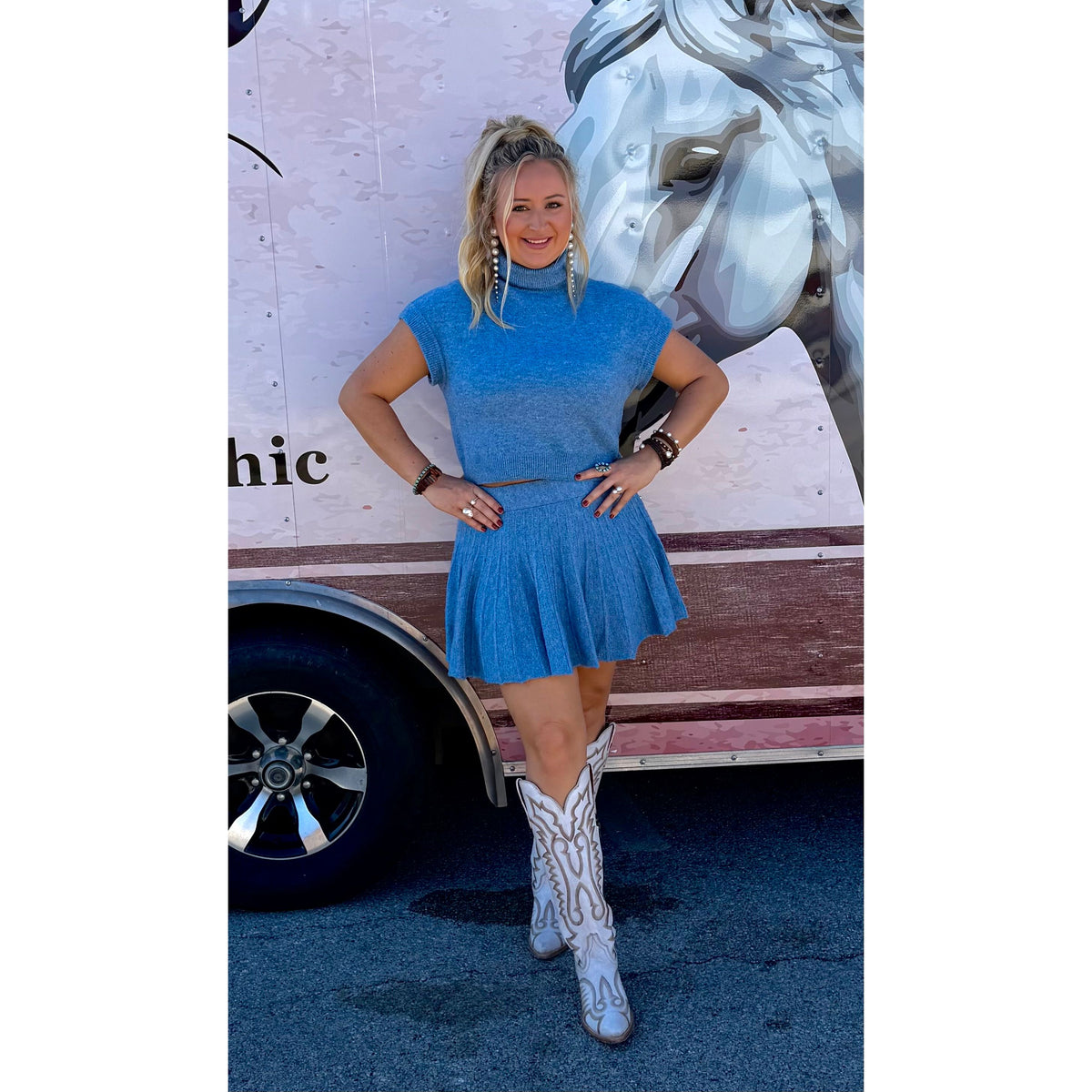 Dusty Blue Sweater Set