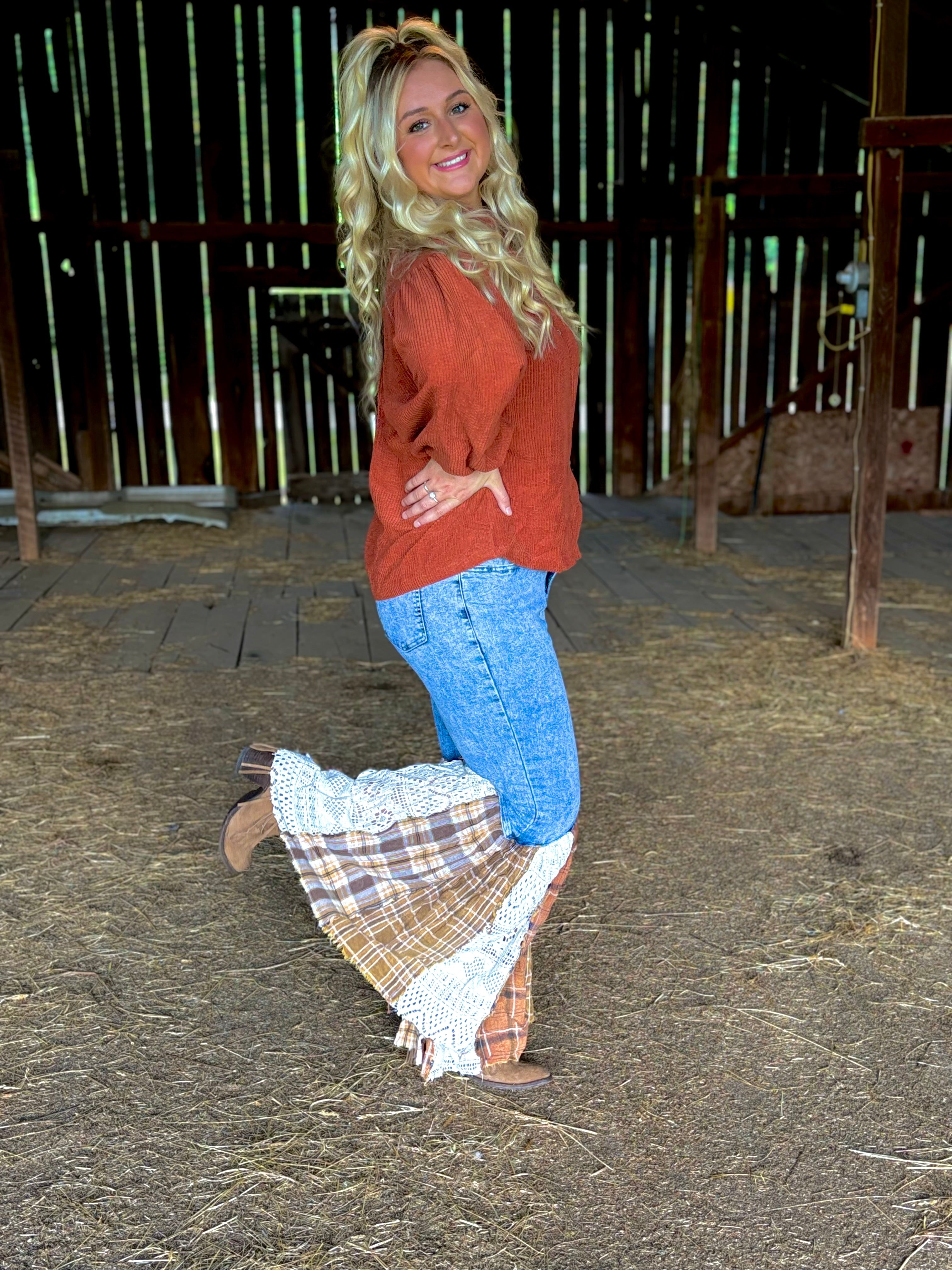 Flirty Flannel Flare Jeans