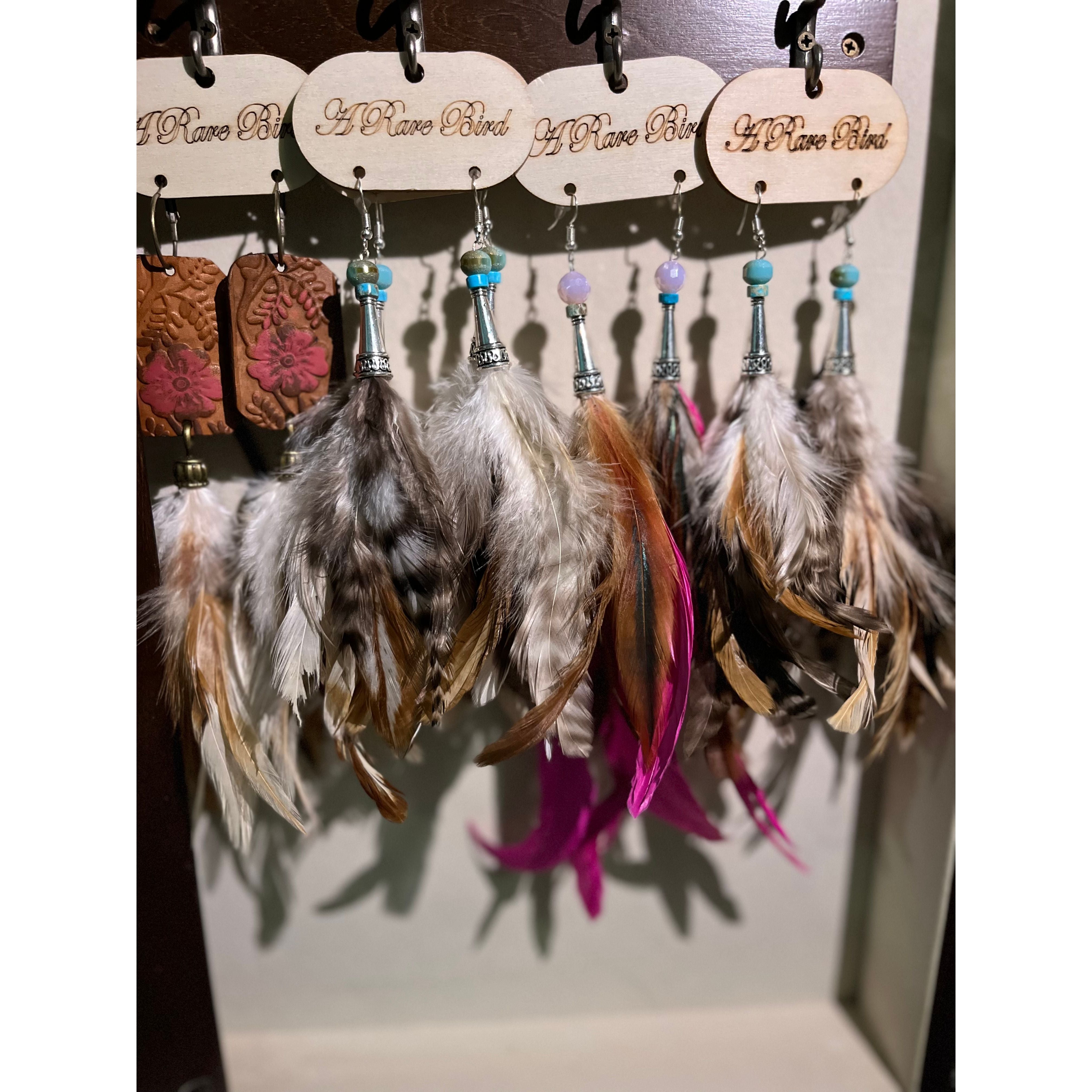 Turquoise Feather Earrings
