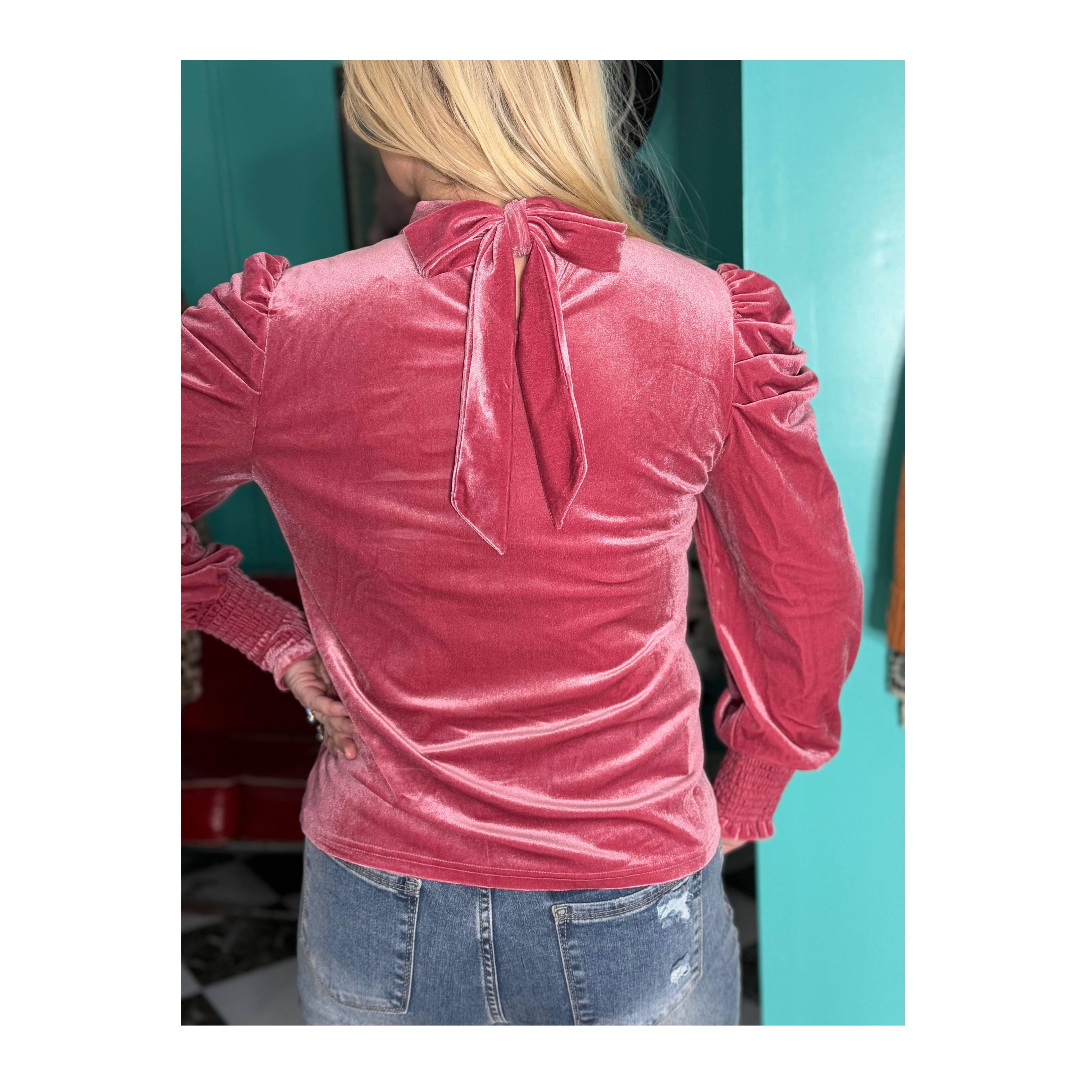 Pink Velvet Bow Top