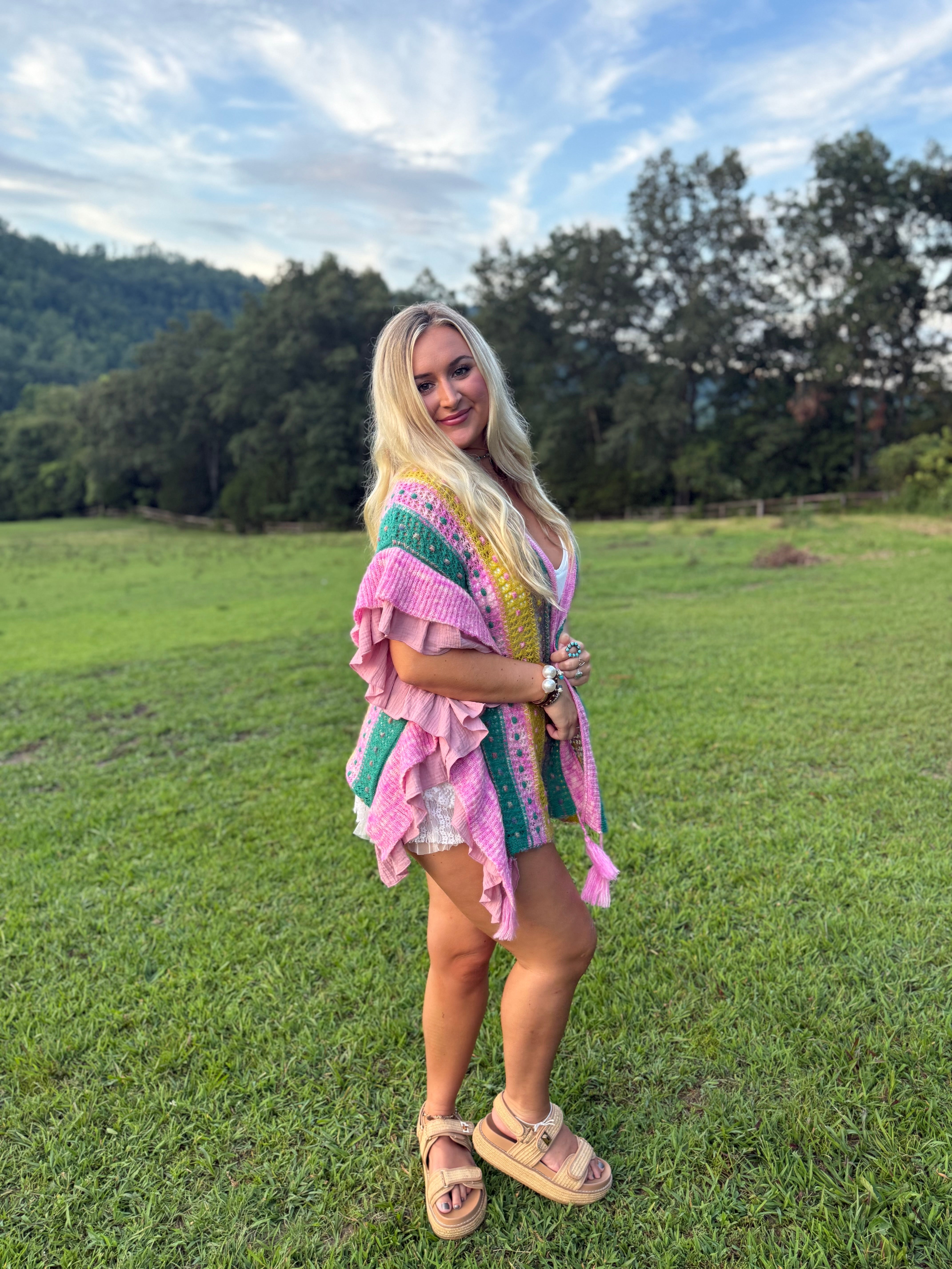 POL: Summer Lovin Pink Ruffled Cardigan