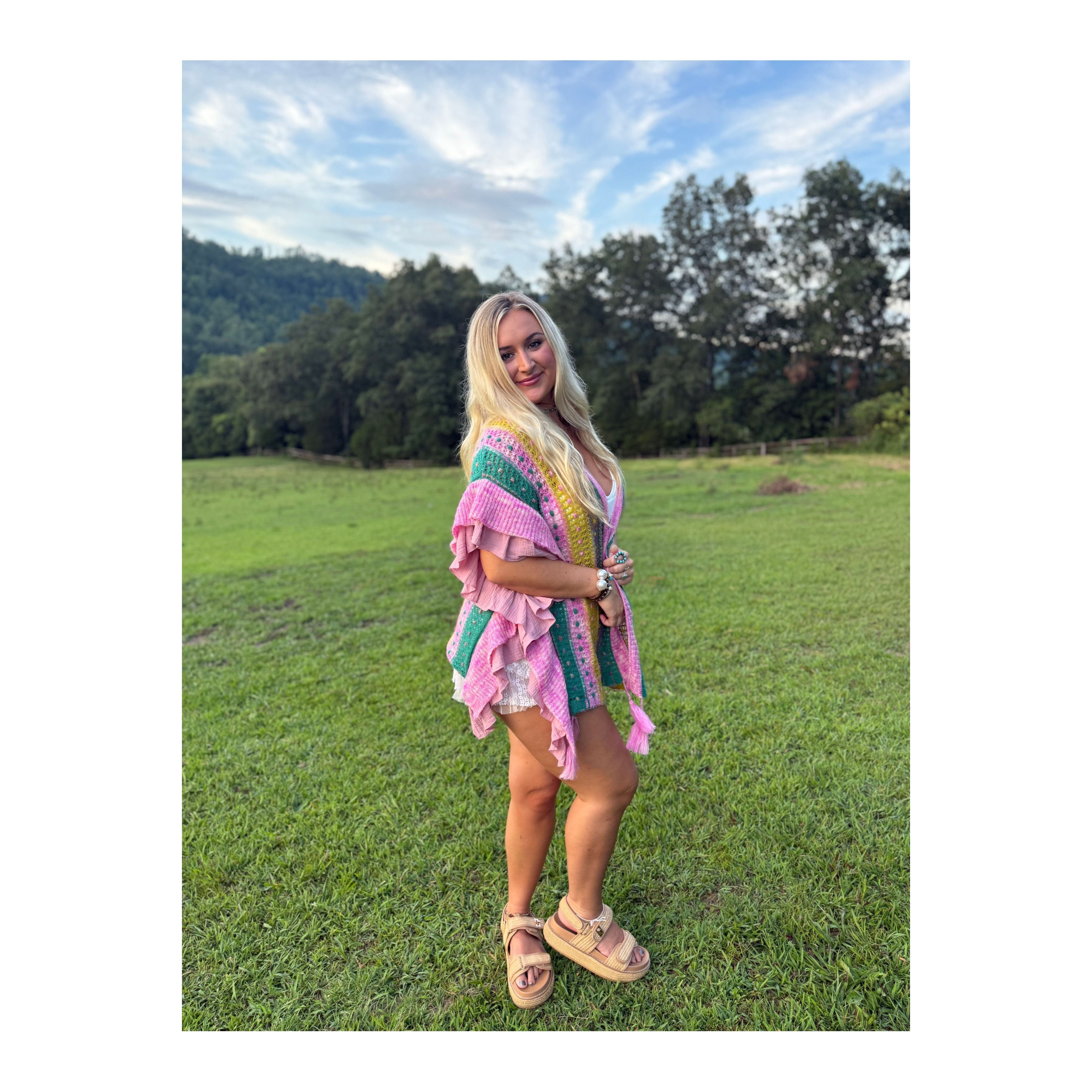 POL: Summer Lovin Pink Ruffled Cardigan