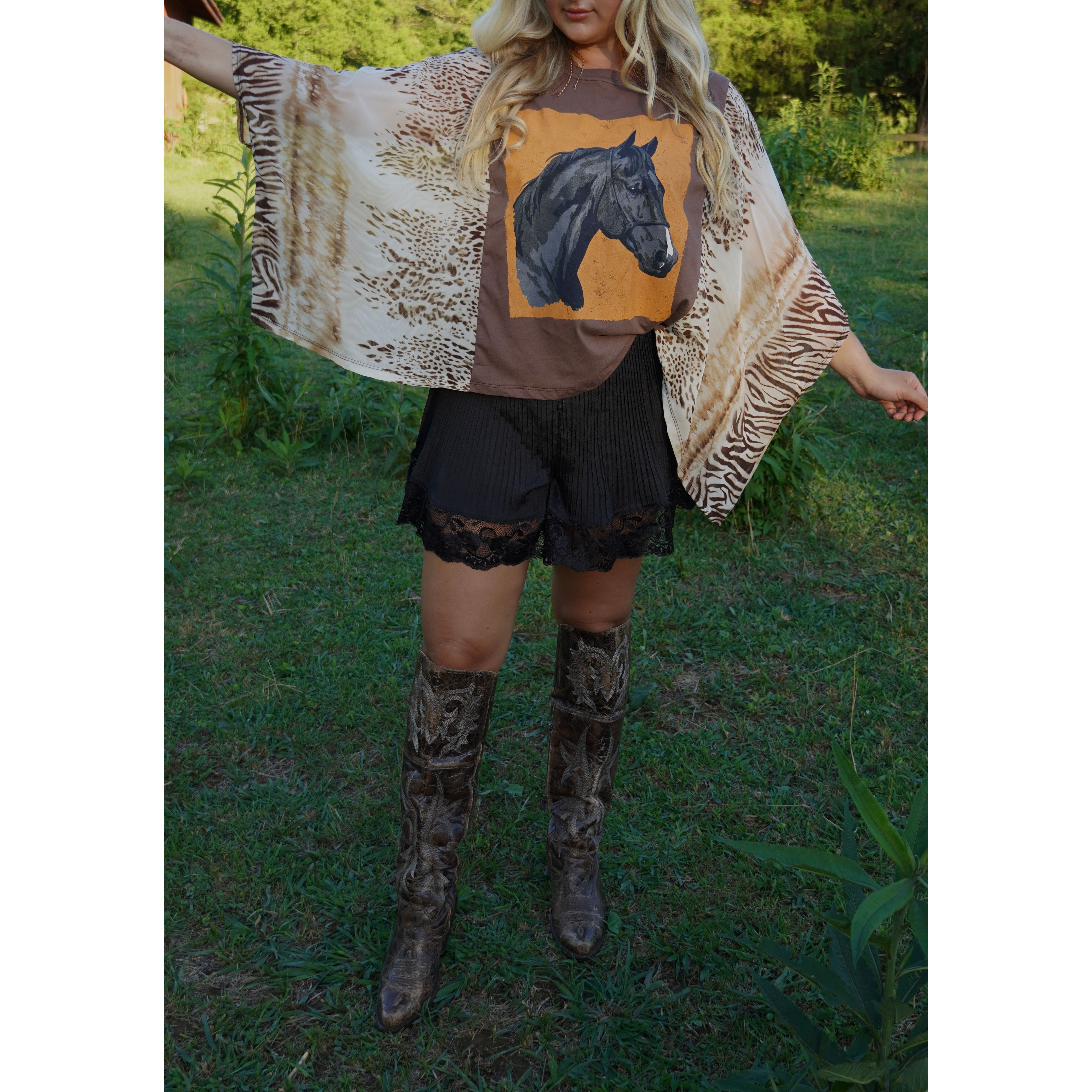 Animal Print Vintage Horse Top