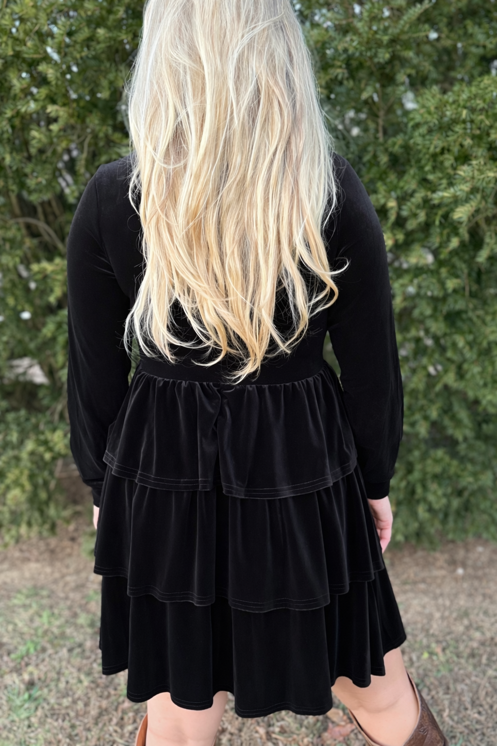 Black Velvet Tiered Dress
