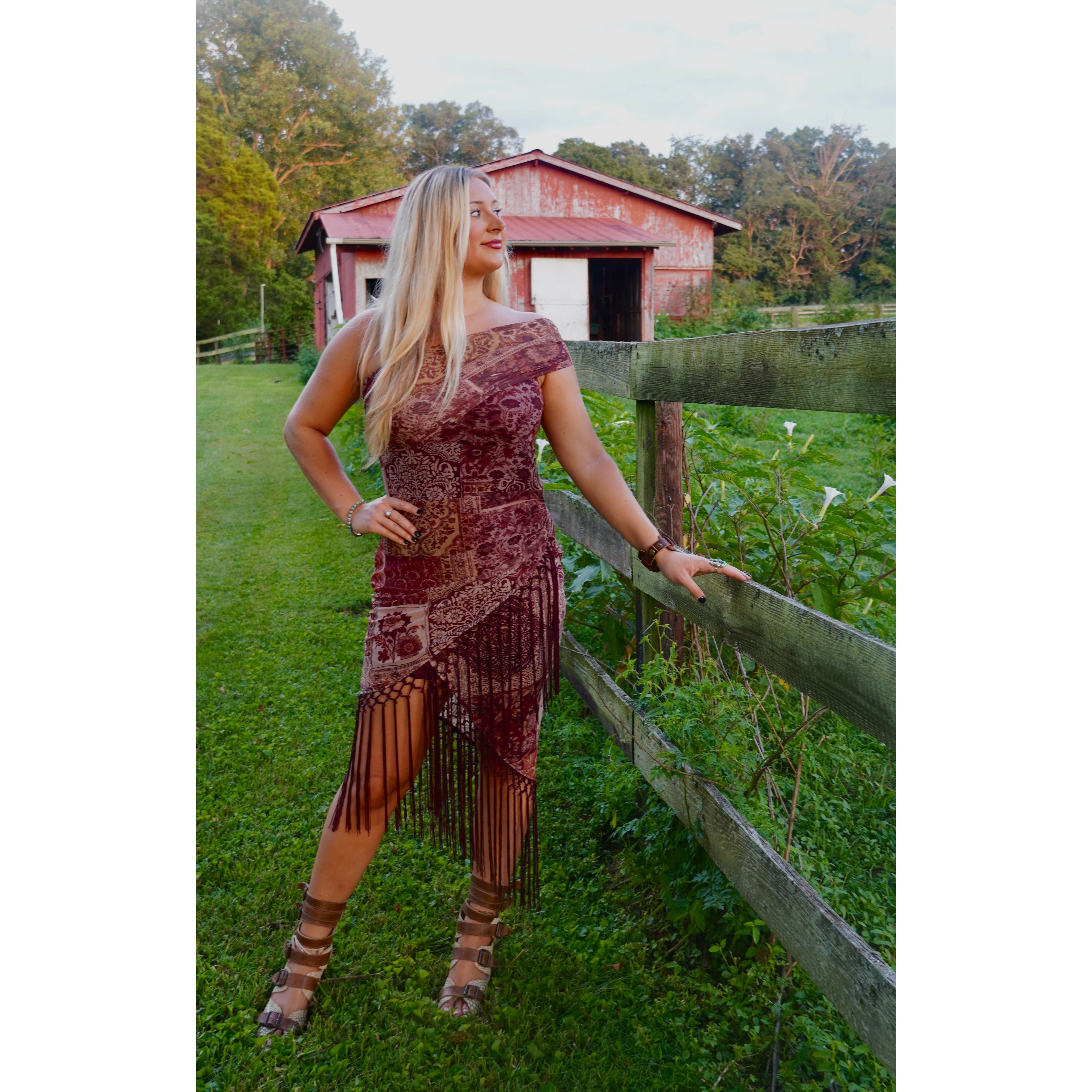 Bohemian Patchwork Fringe Dress