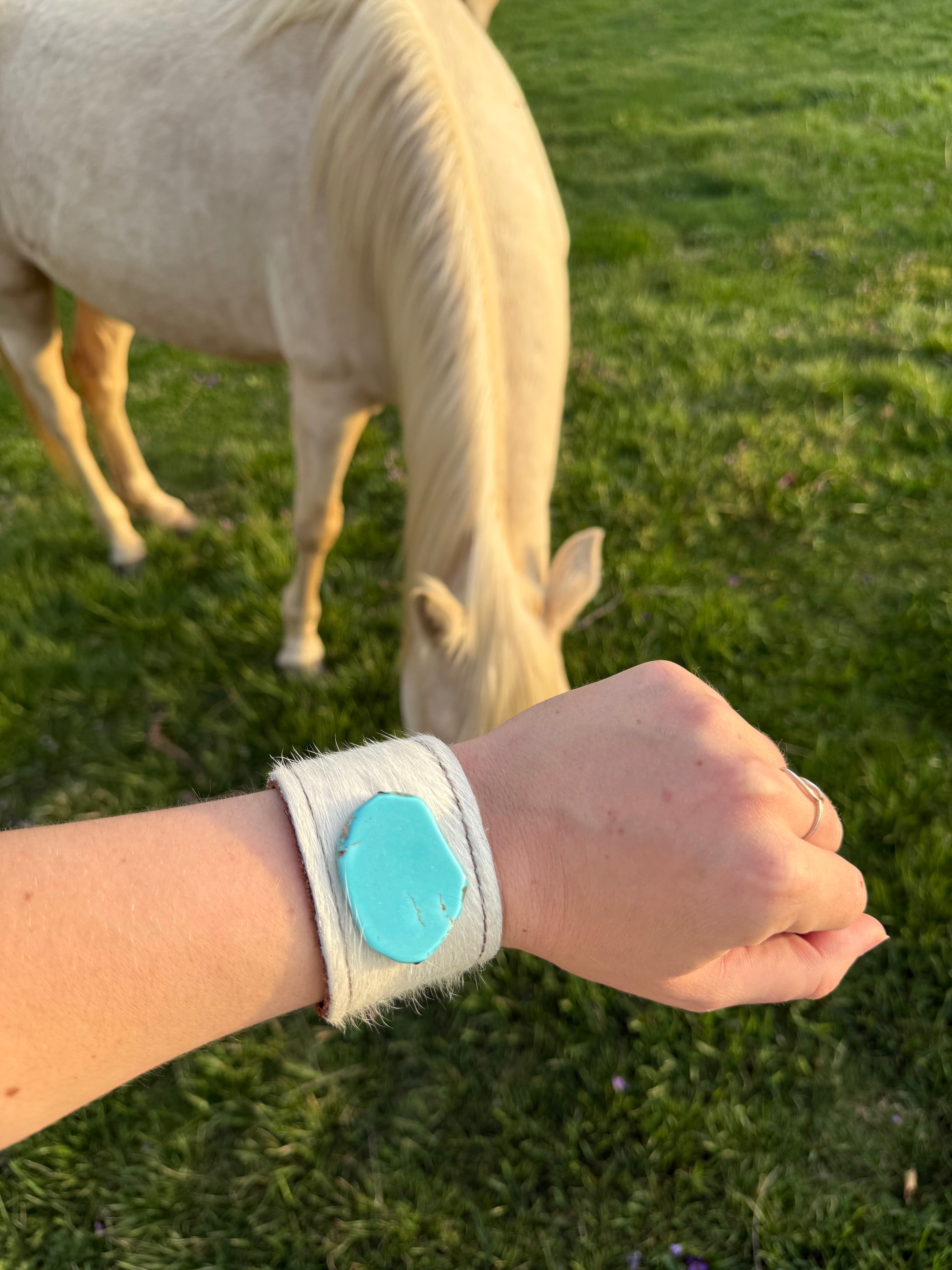 White Leather Cow Hide Cuff