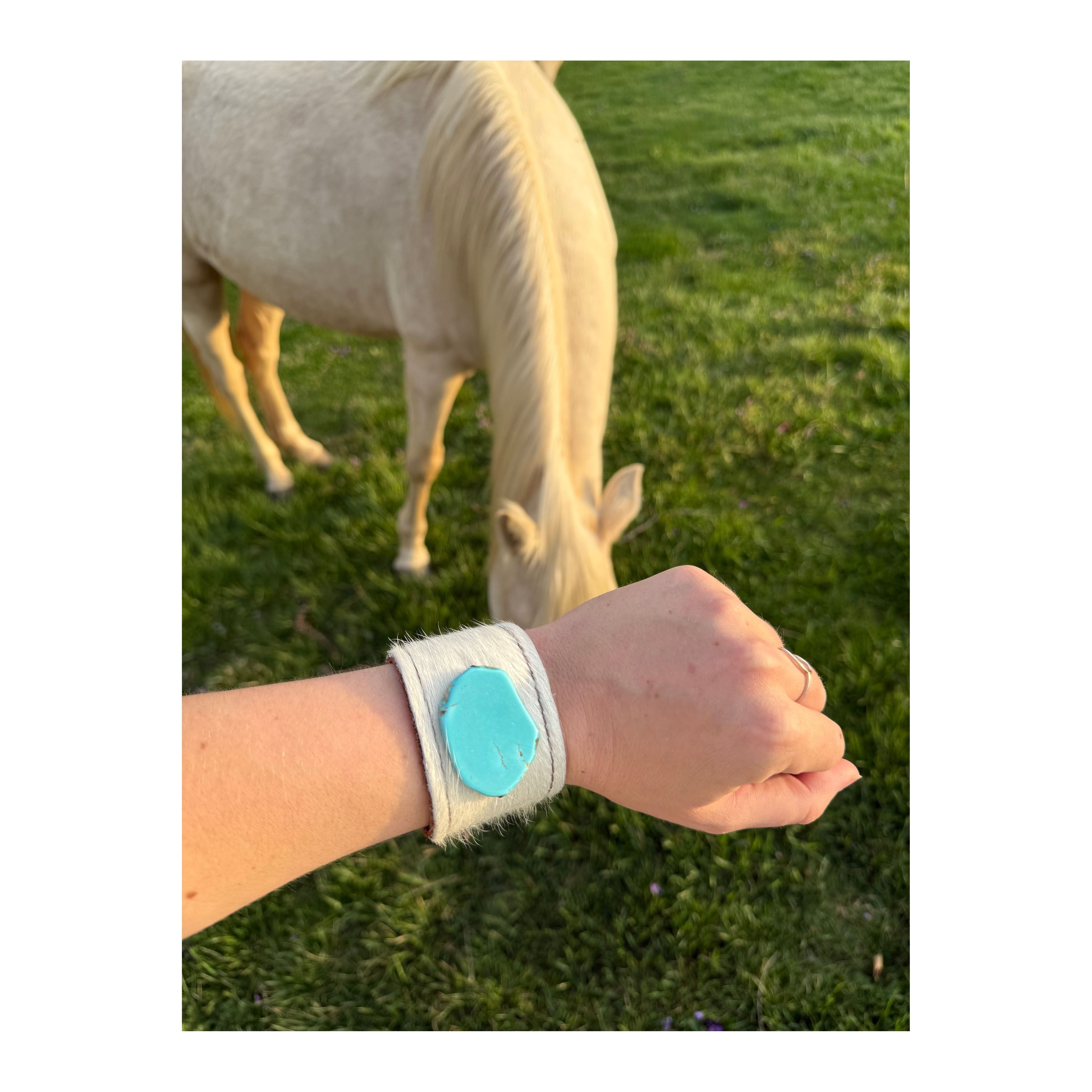 White Leather Cow Hide Cuff