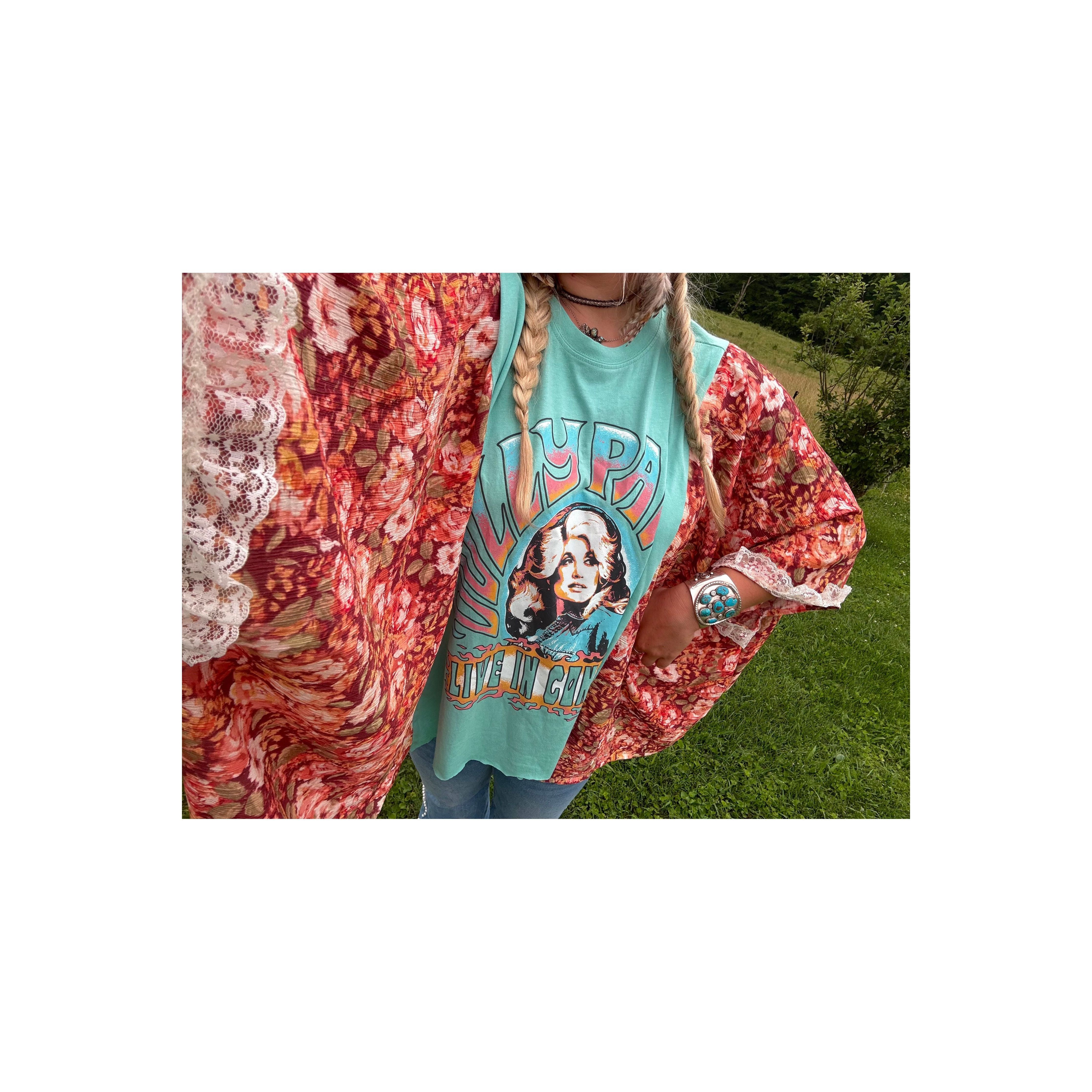 Dolly Upcycled Tee (lace trim)