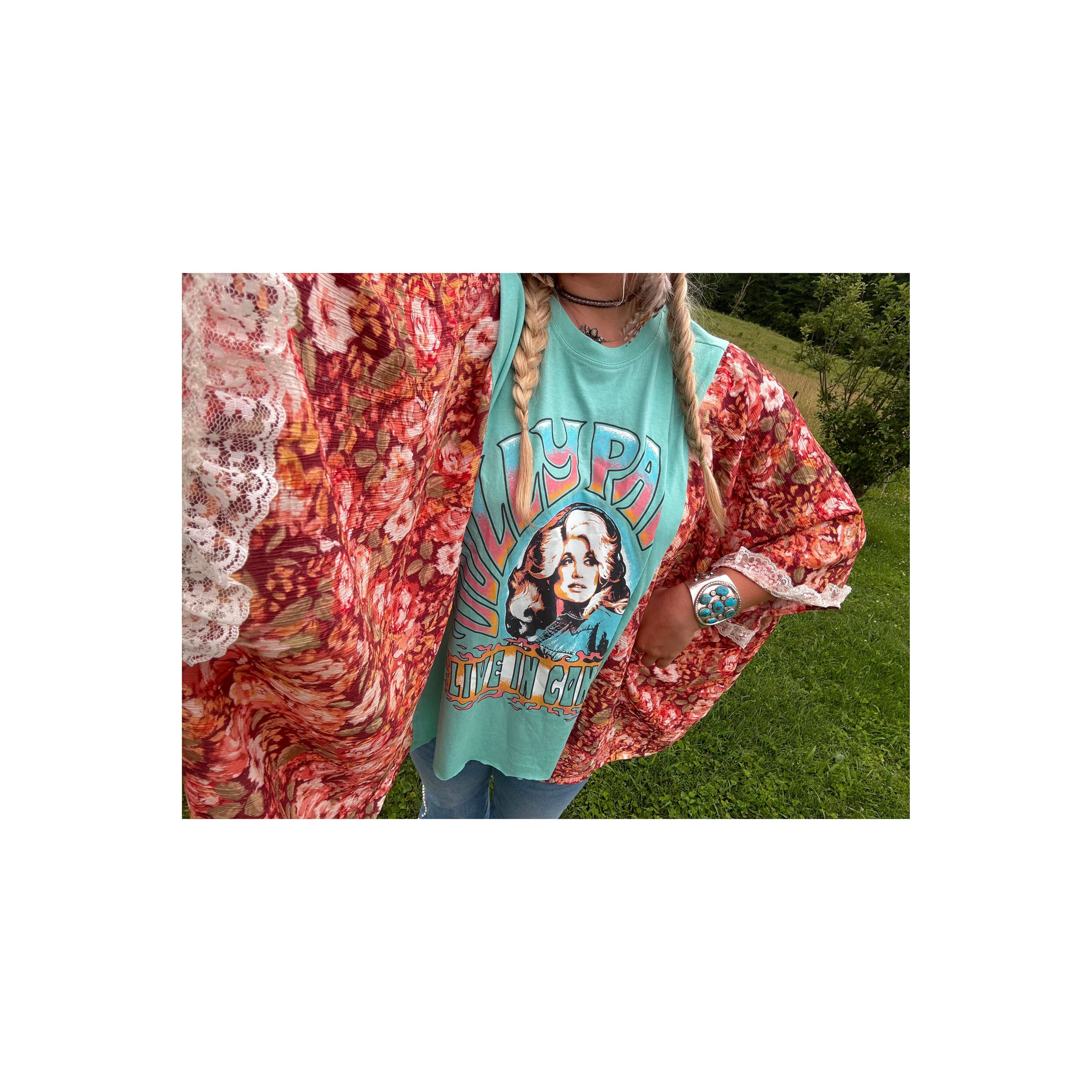 Dolly Upcycled Tee (lace trim)