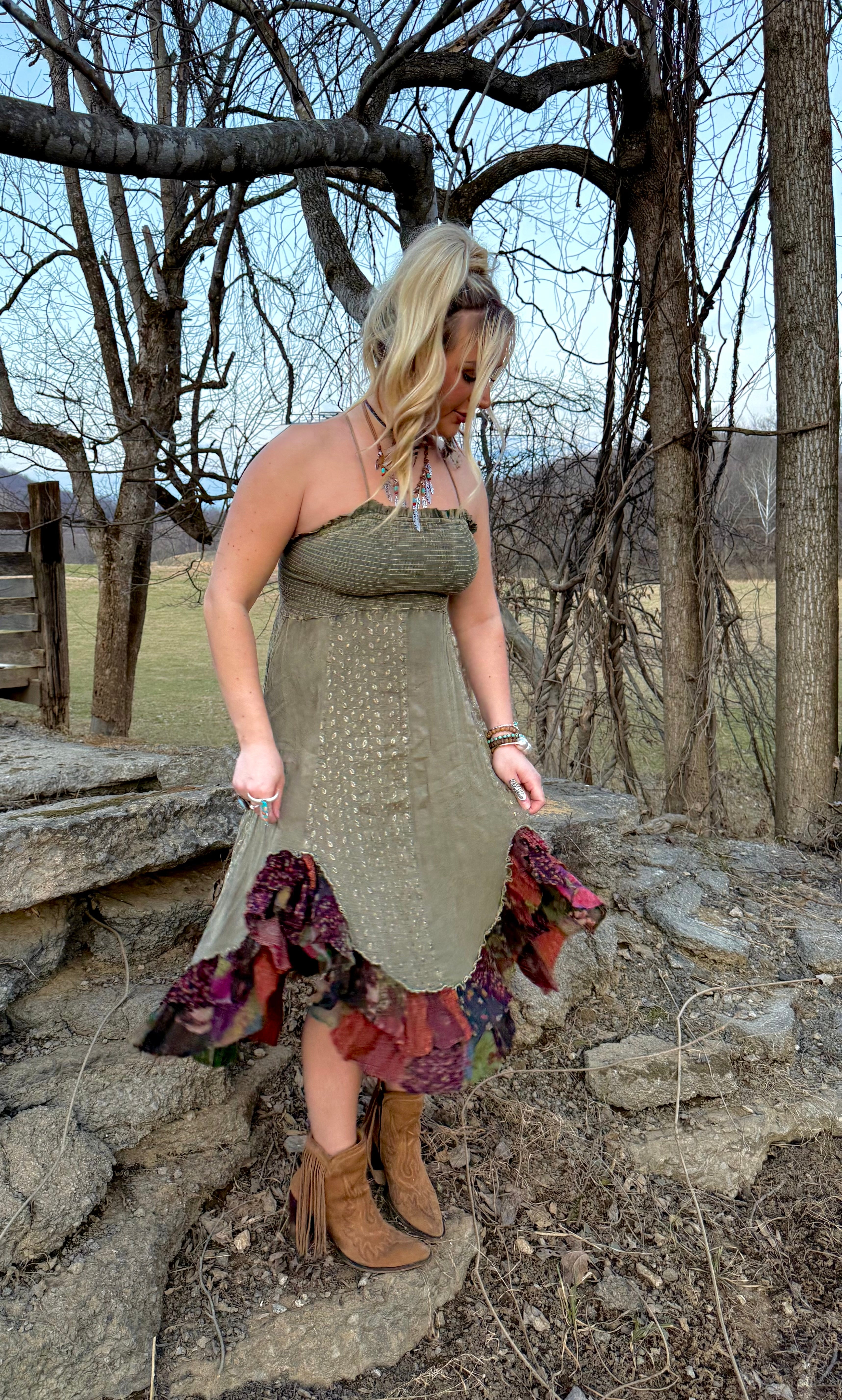 Picking Flowers Boho Midi Dress