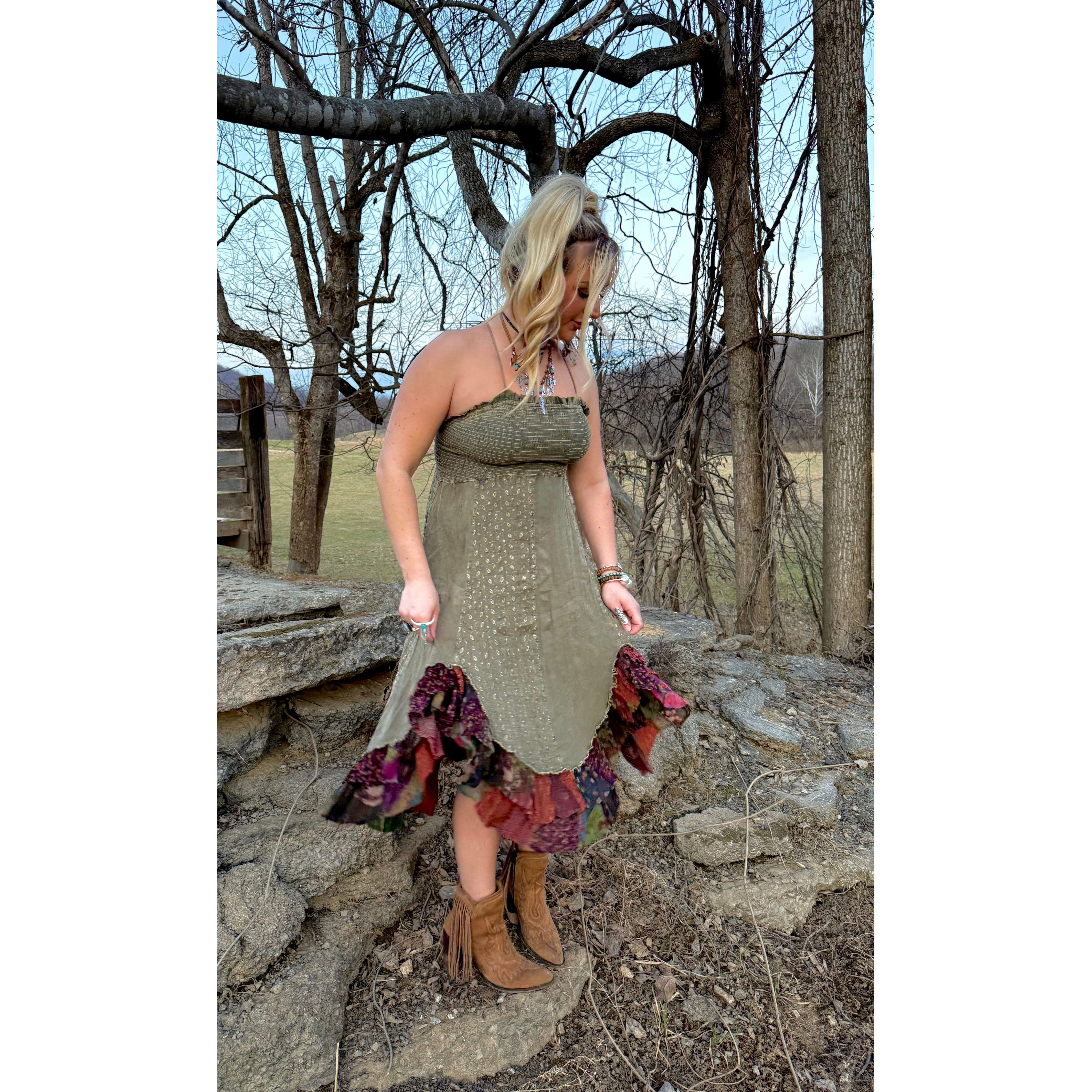 Picking Flowers Boho Midi Dress