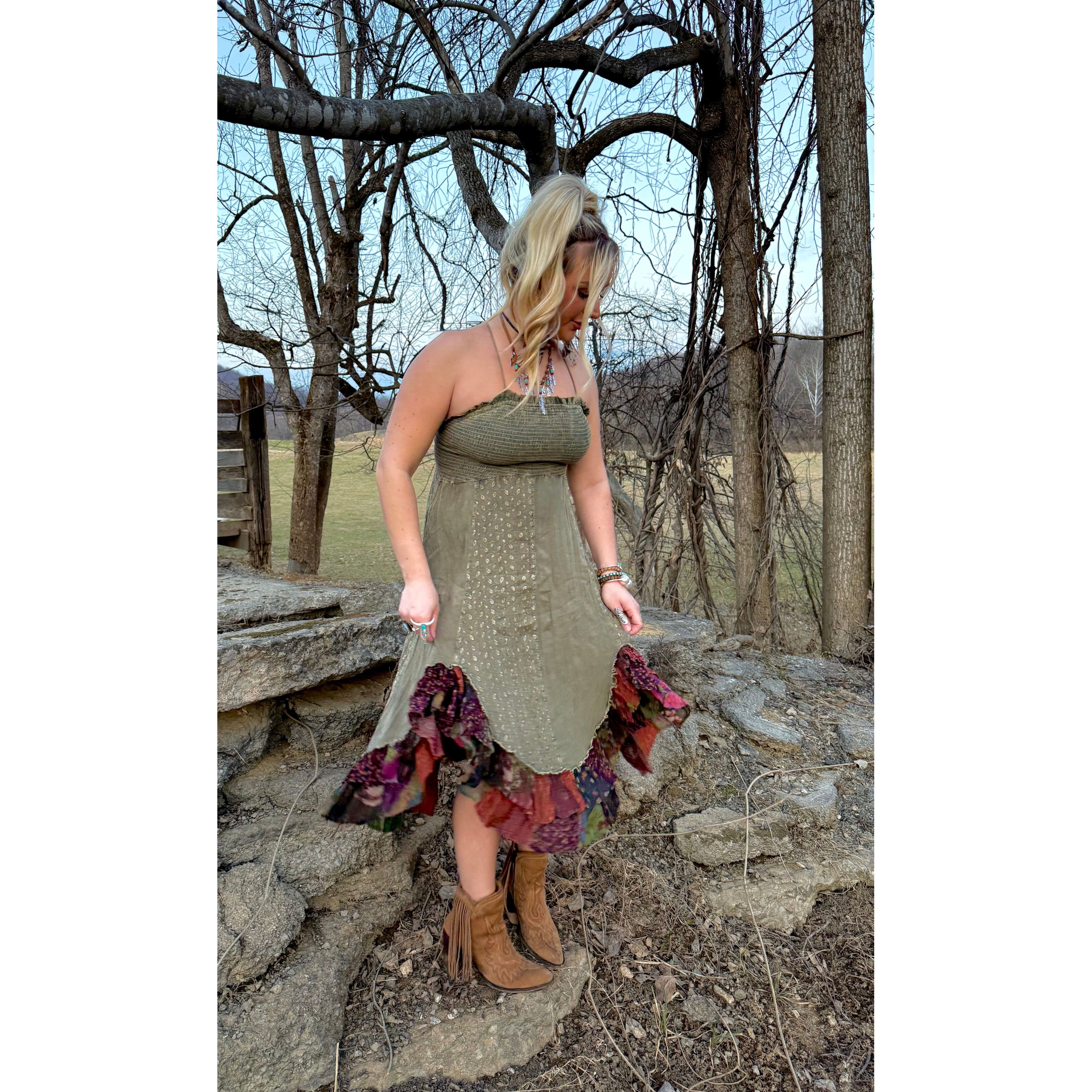 Picking Flowers Boho Midi Dress