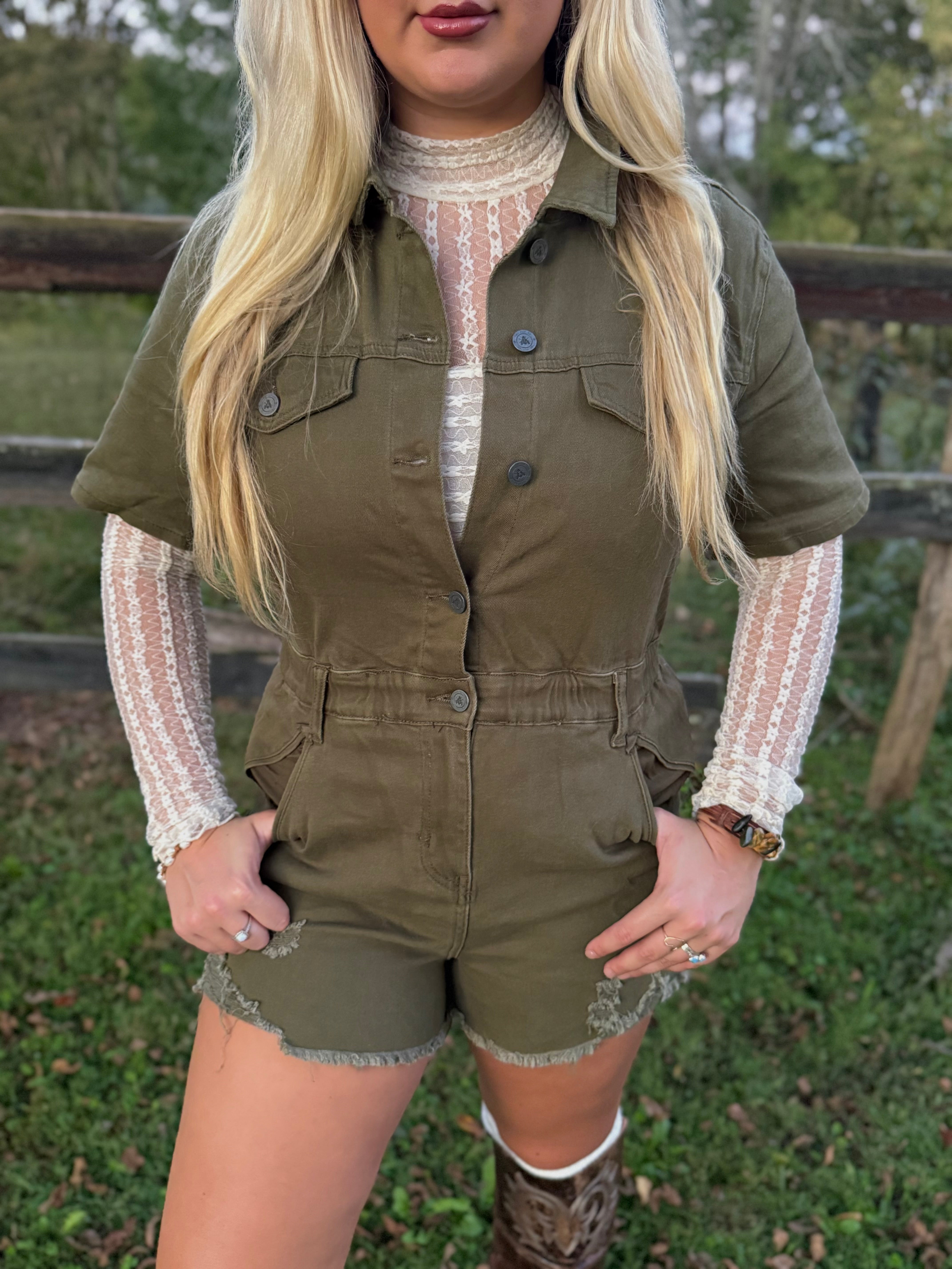 Combat Ready Army Green Romper