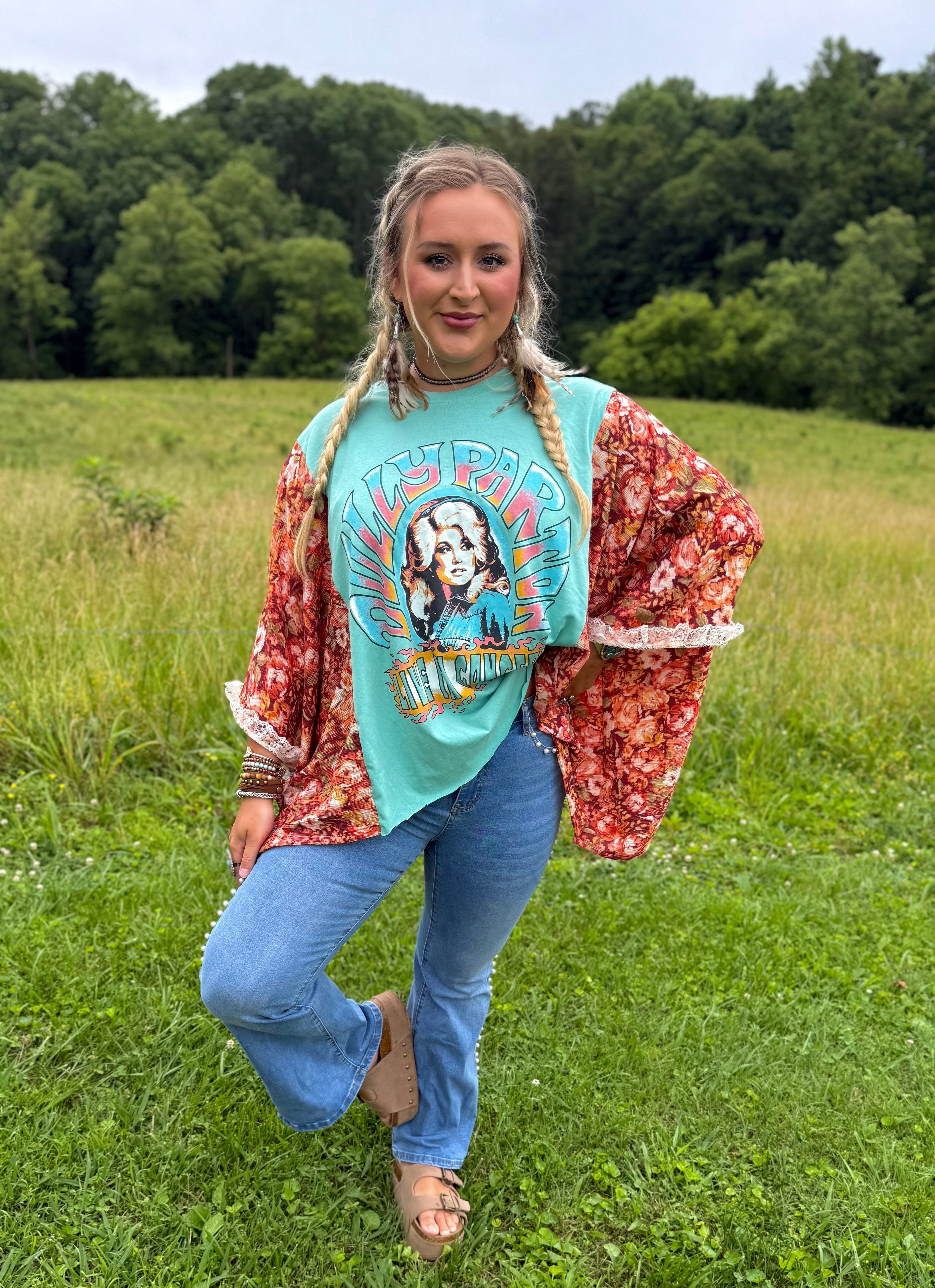 Dolly Upcycled Tee (lace trim)