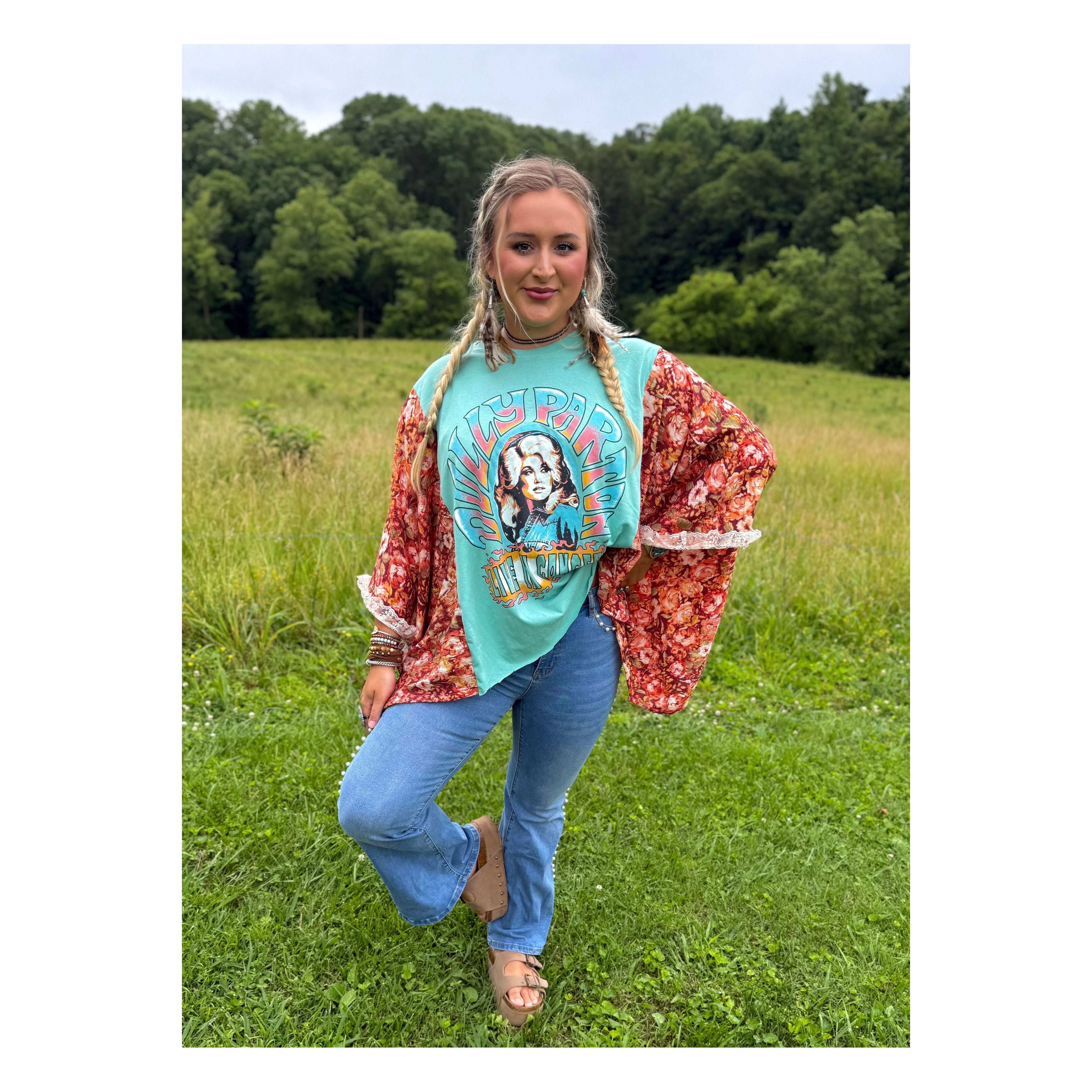 Dolly Upcycled Tee (lace trim)