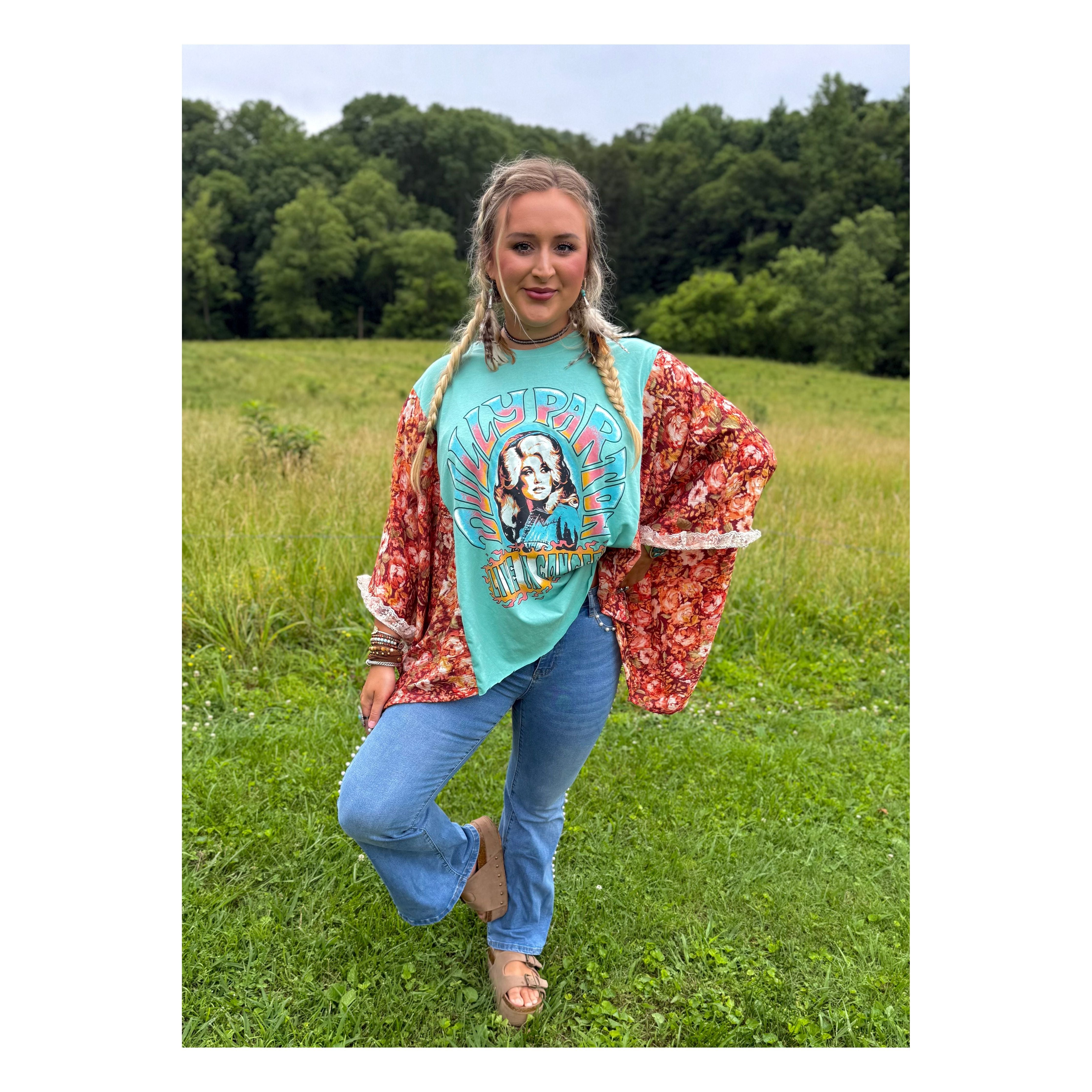 Dolly Upcycled Tee (lace trim)