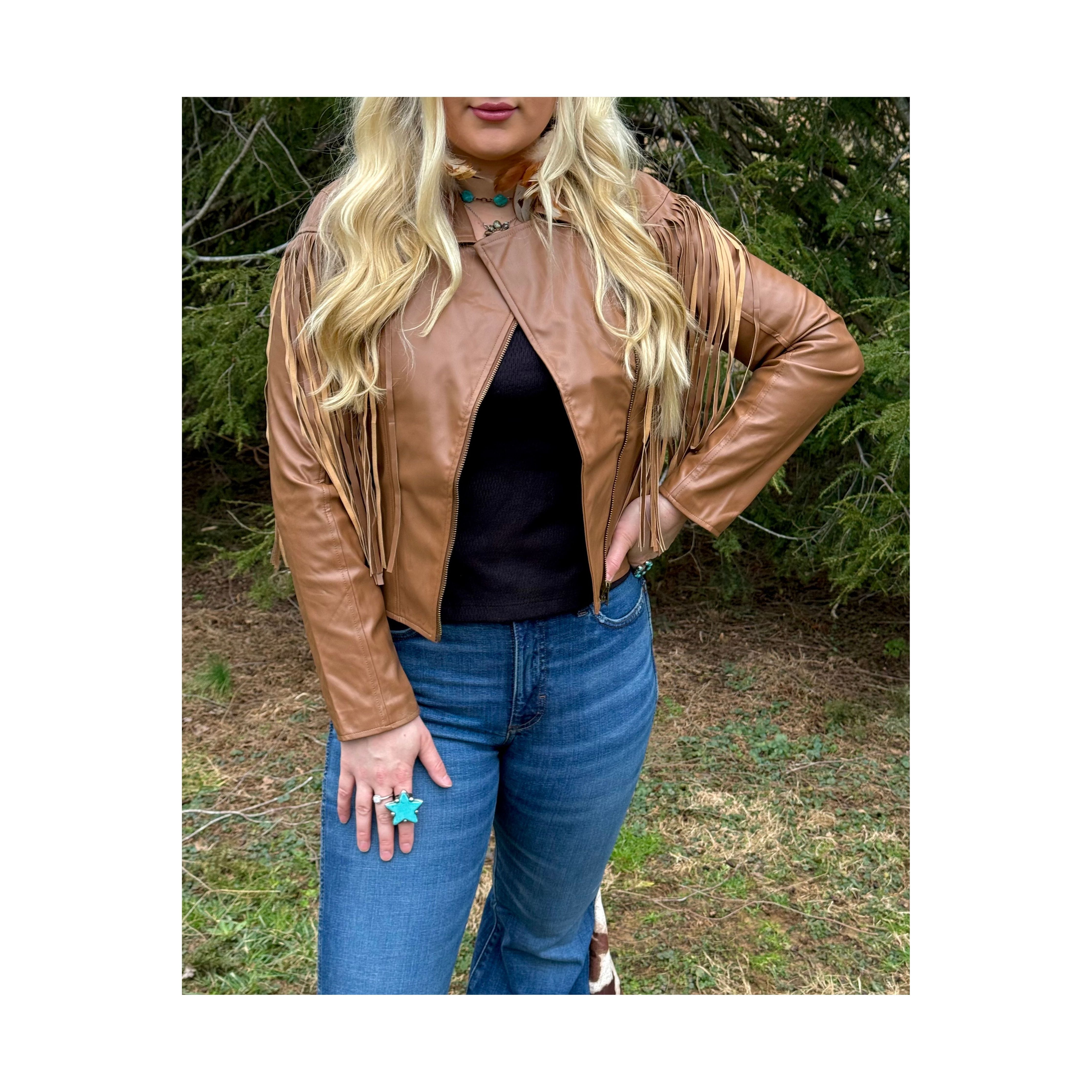 The Serina Leather Fringe Jacket