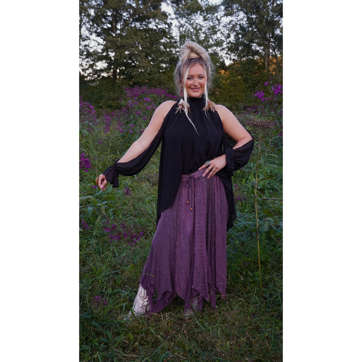 Boho Plum Tiered Maxi Skirt