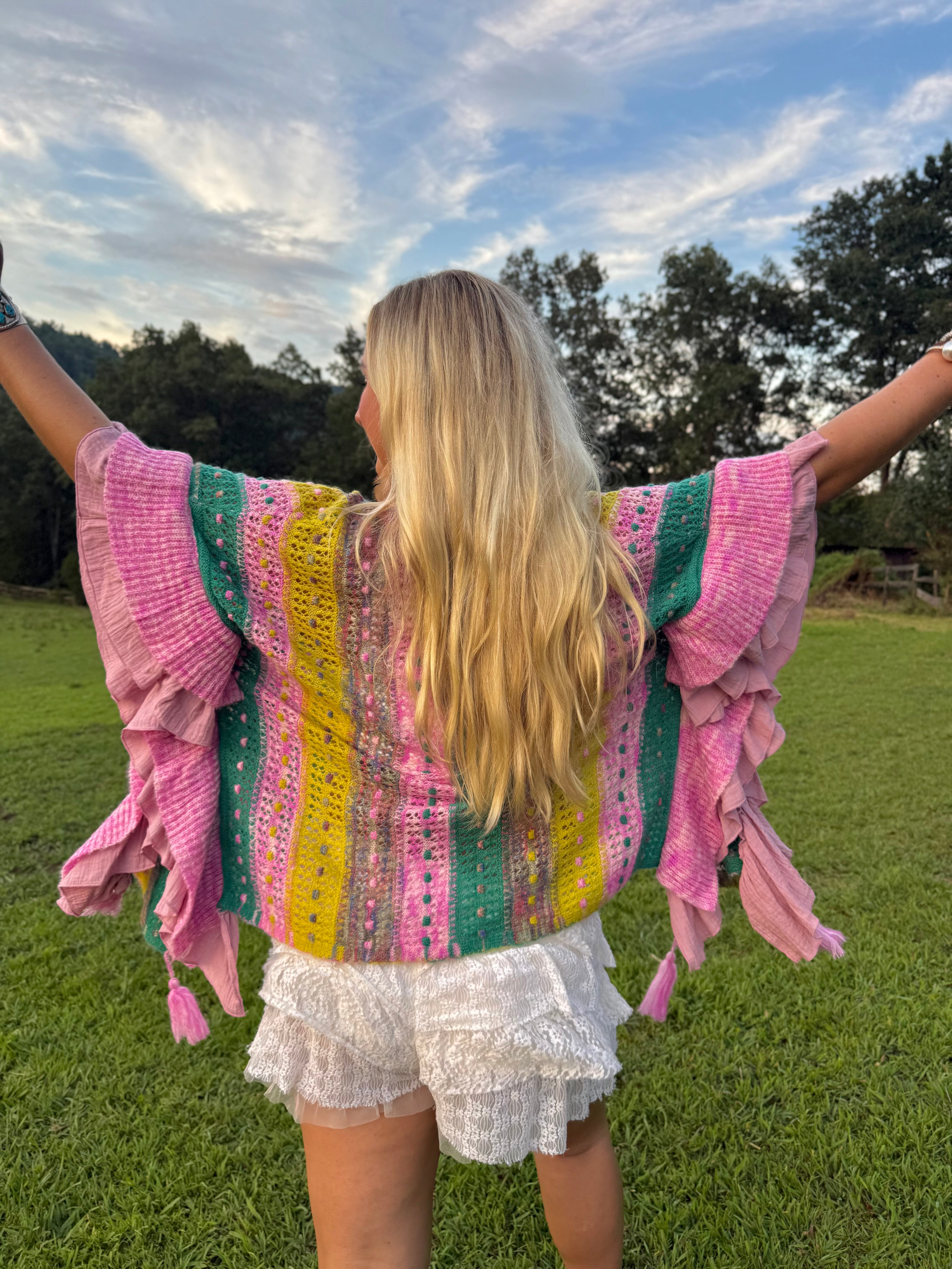 POL: Summer Lovin Pink Ruffled Cardigan