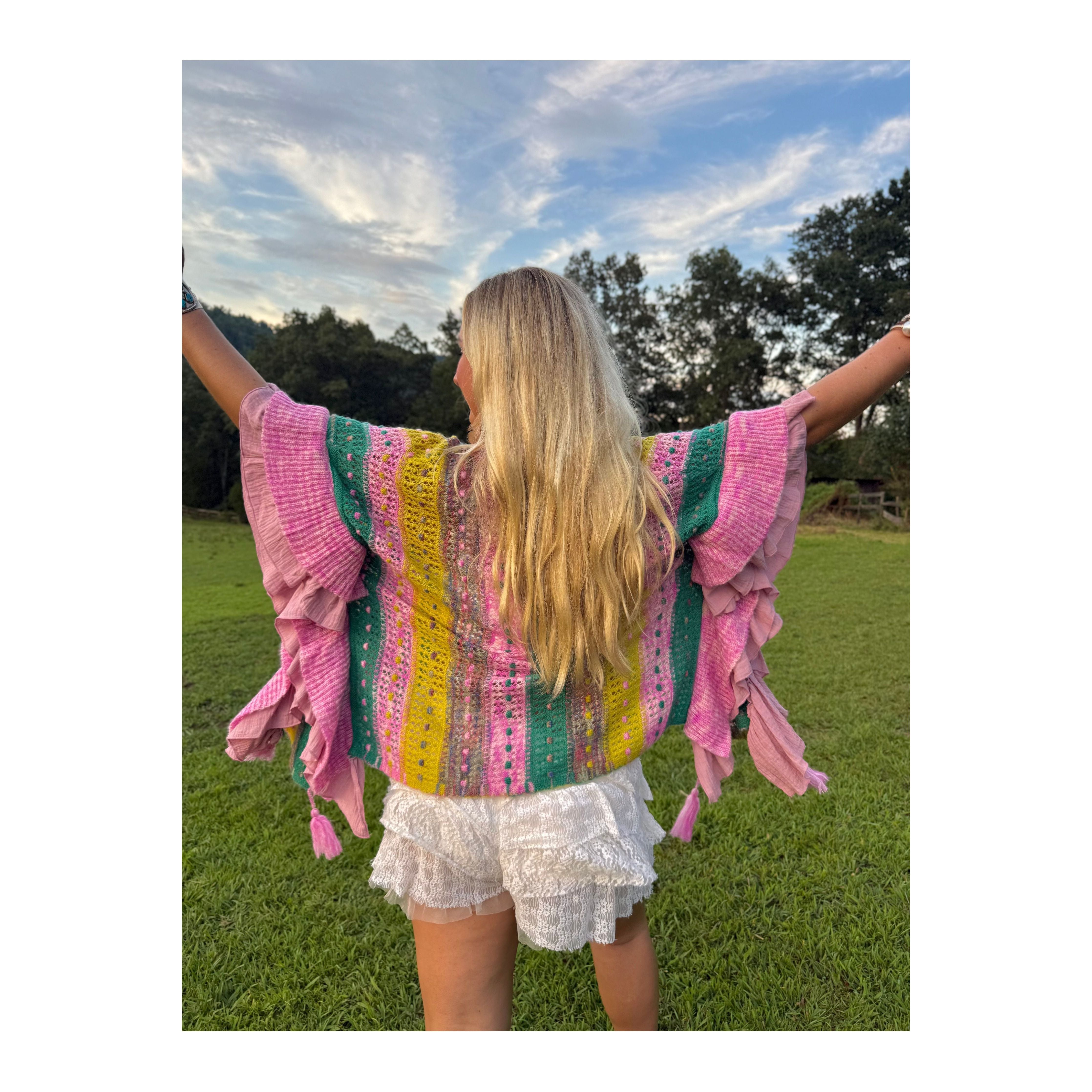 POL: Summer Lovin Pink Ruffled Cardigan